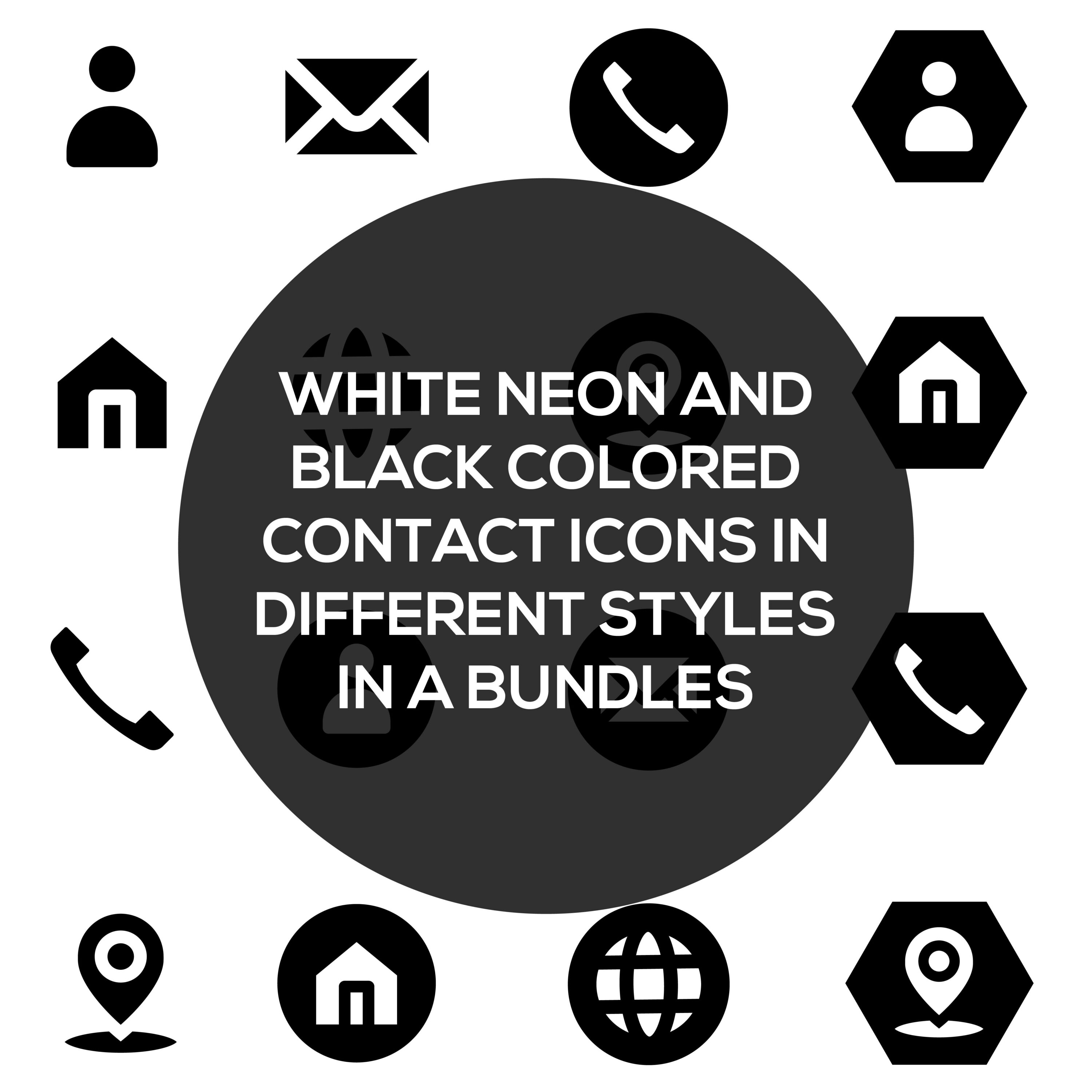 White Neon And Black Filled Contact Icons cover image.