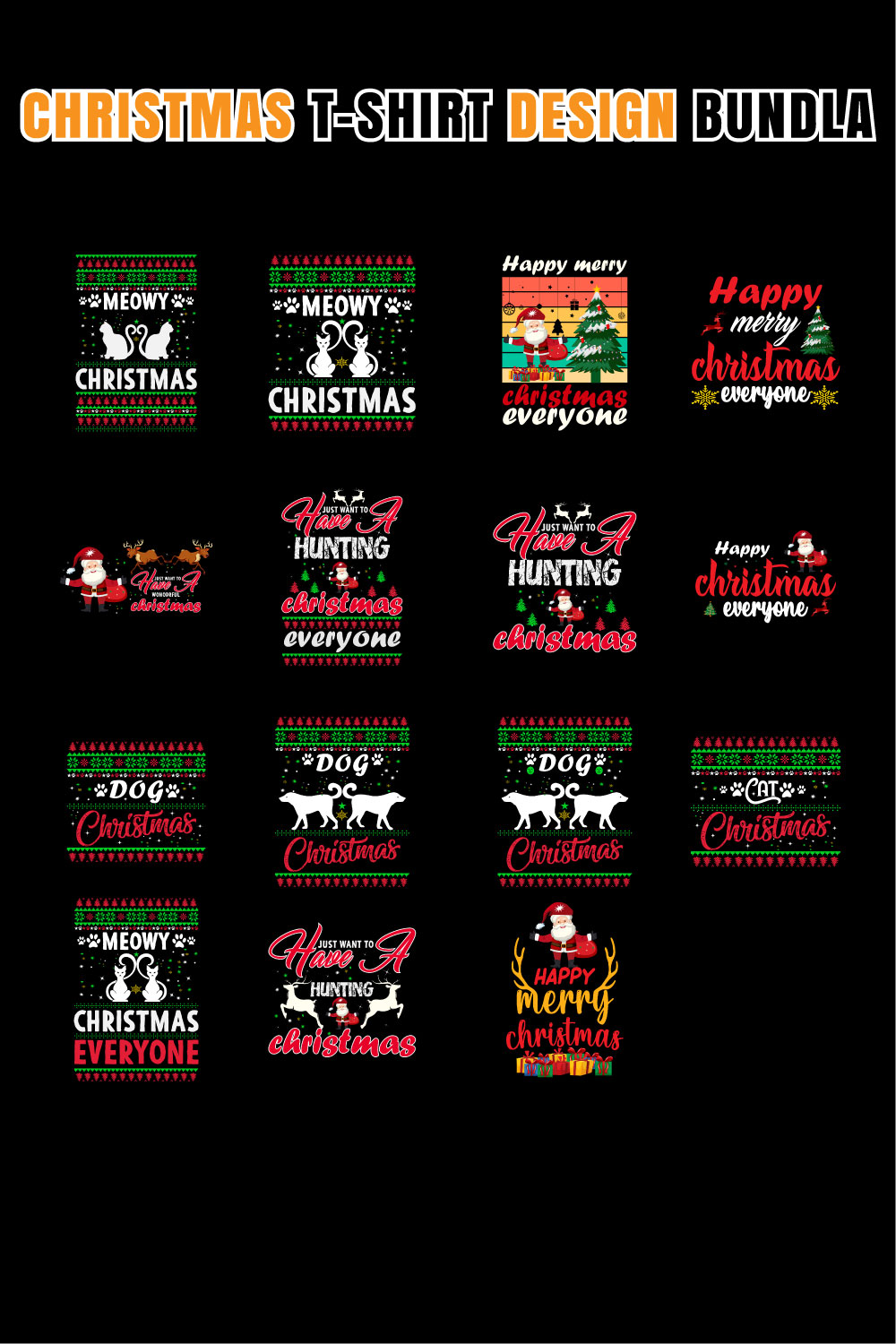 Christmas T-shirt Designs Bundle V.1 pinterest image.
