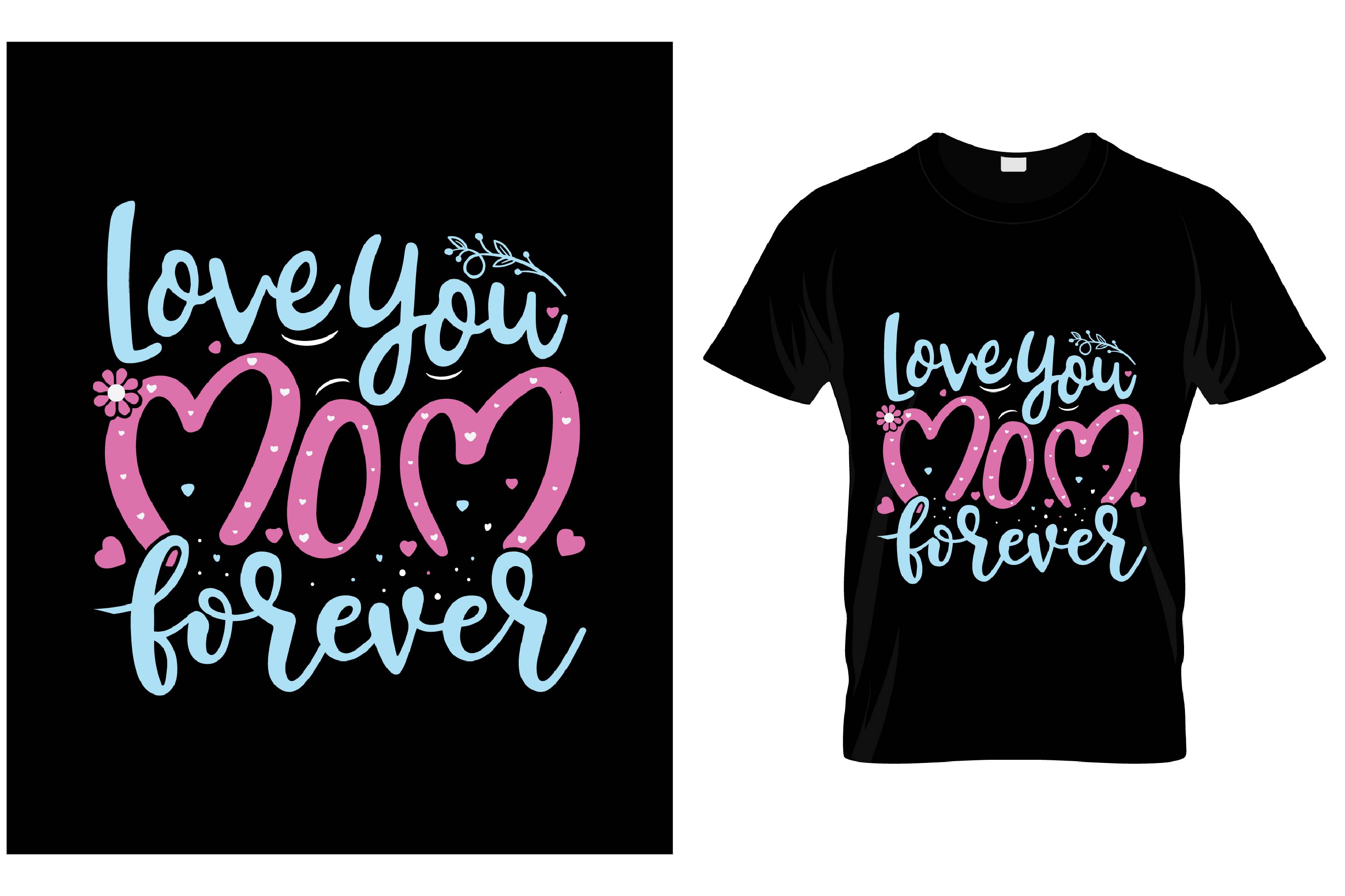 Image of a black t-shirt with an exquisite print in pink and blue about mom.