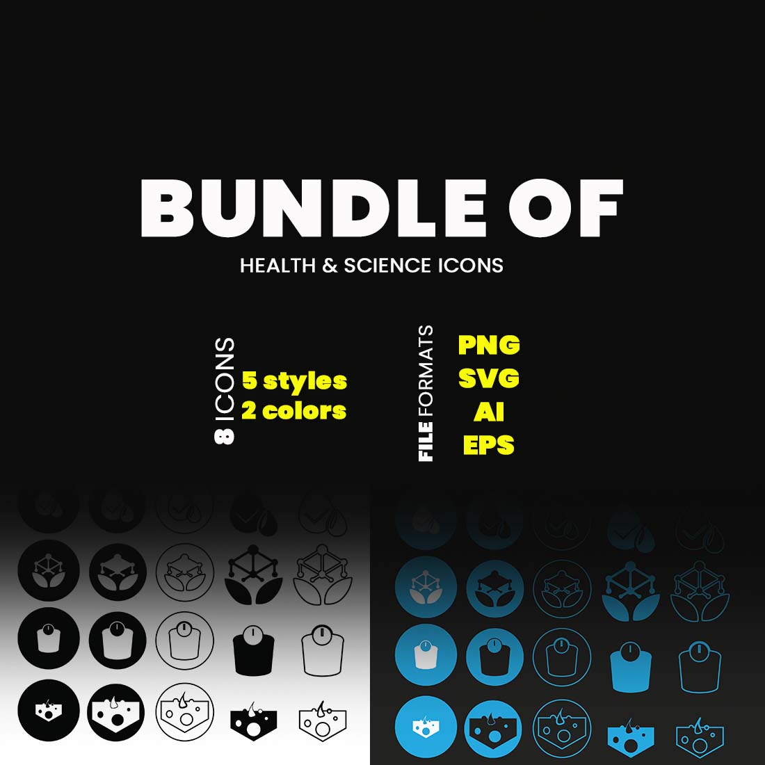 35 Science and Health Icons Bundle preview image.