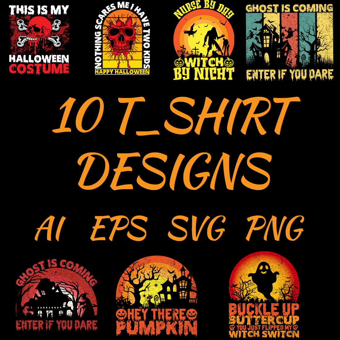 Halloween T-shirt Design Bundle cover image.