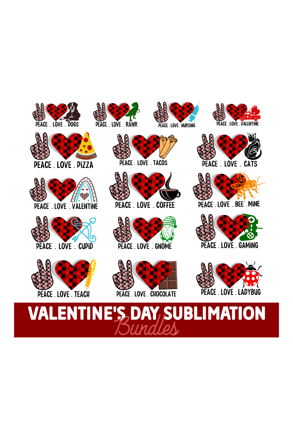 Valentine's Day Sublimation Backgrounds Design pinterest image.