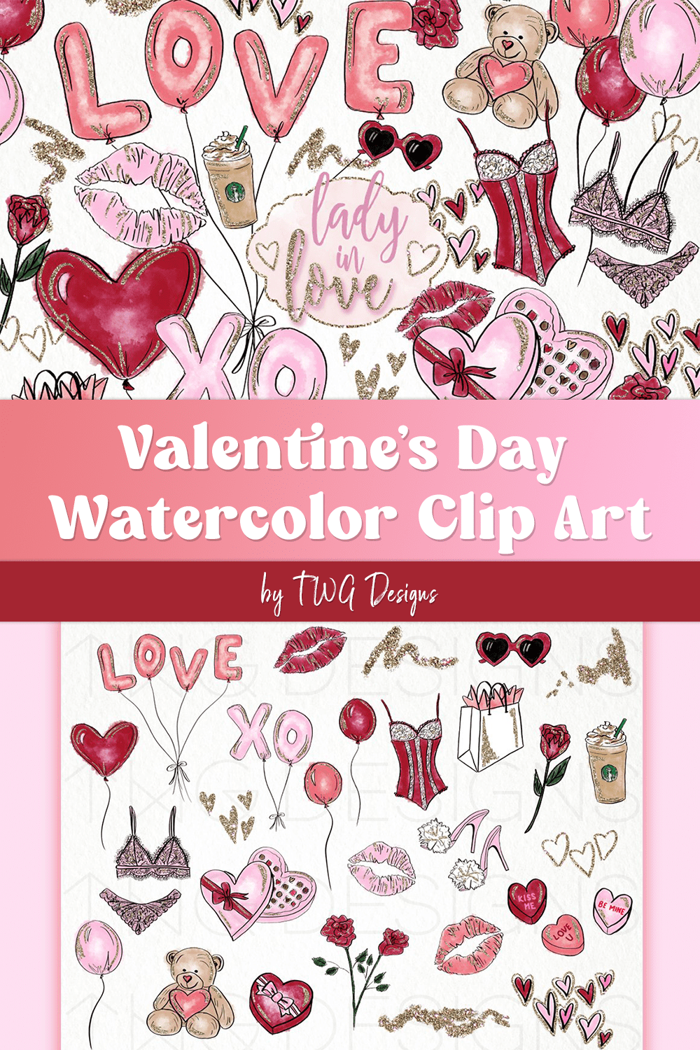 valentines day watercolor clip art pinterest 177