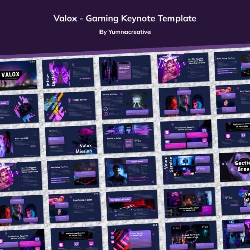 Valox gaming keynote template - main image preview.