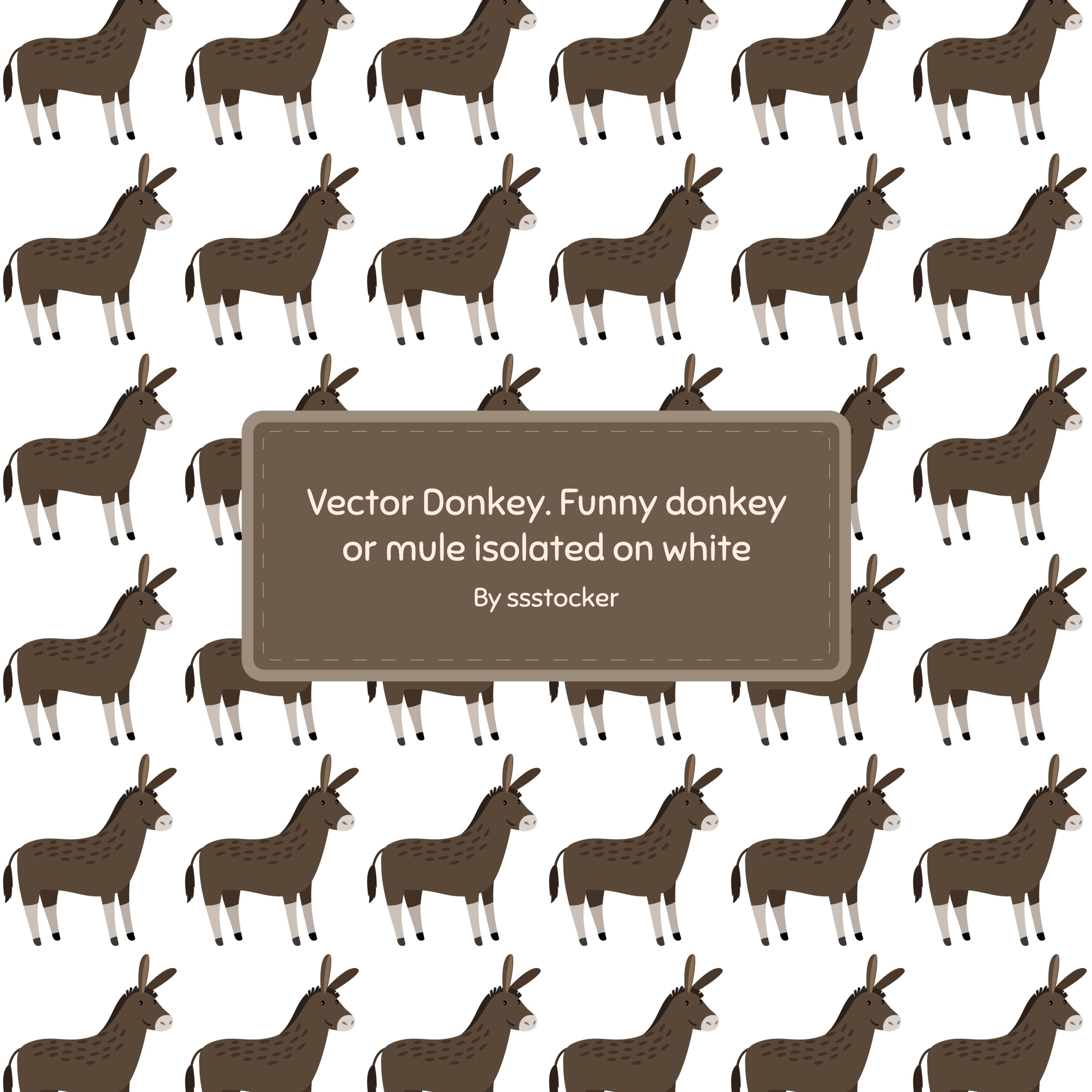 Vector Donkey. Funny donkey or mule isolated on white cover