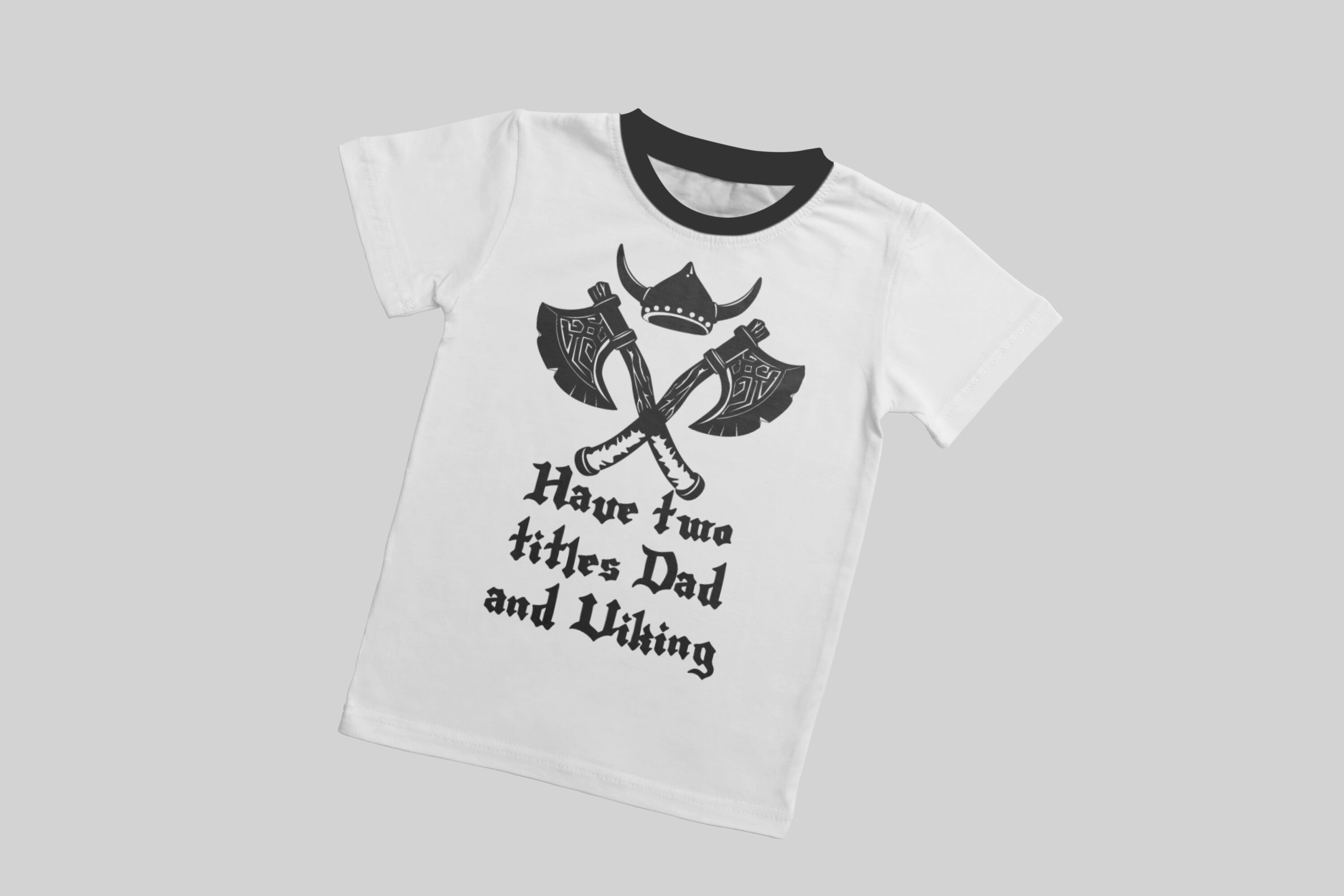 Two vicing axes with the horses hat on the white t-shirt.
