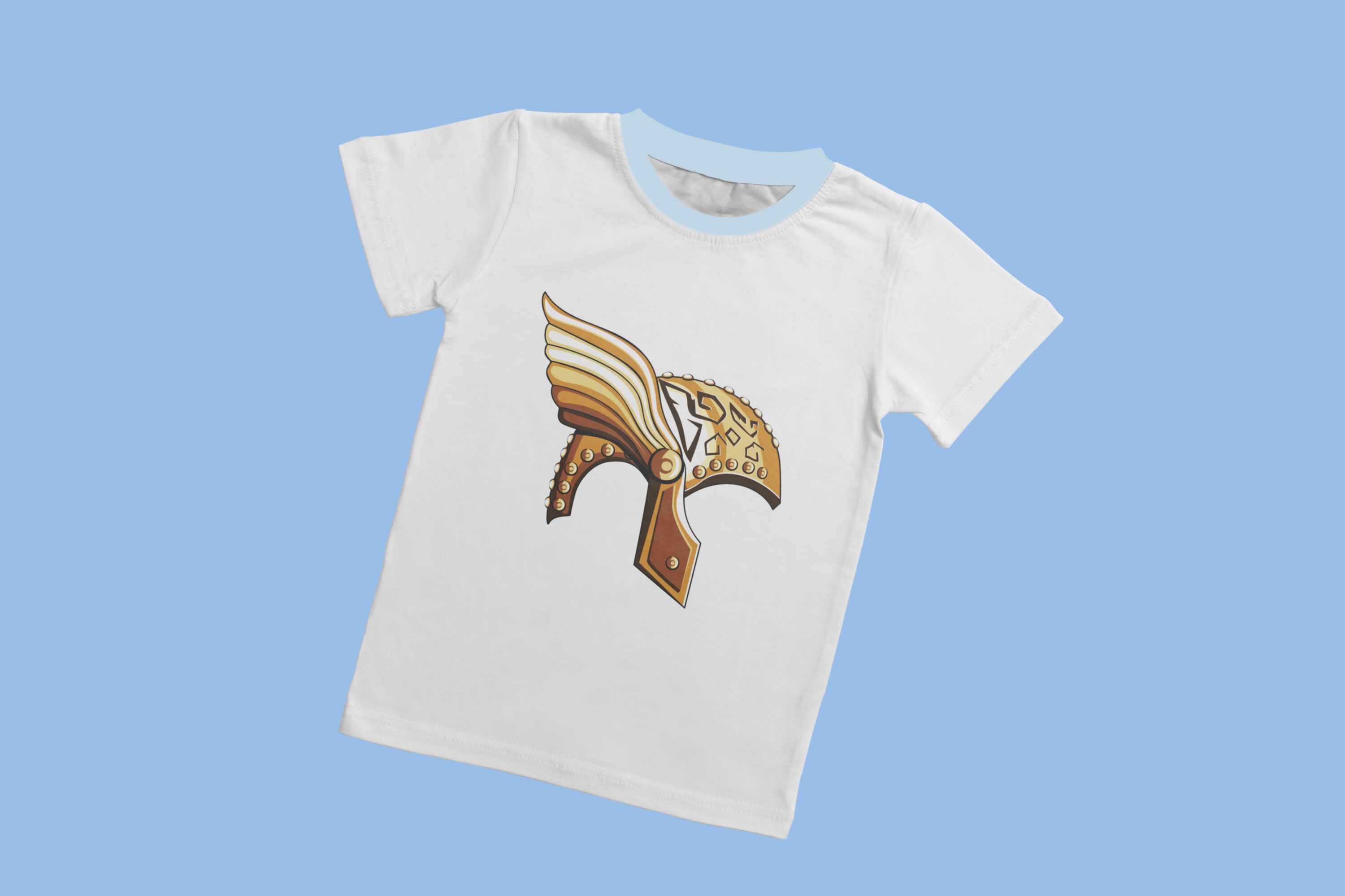 Simple white t-shirt with the viking helmet.