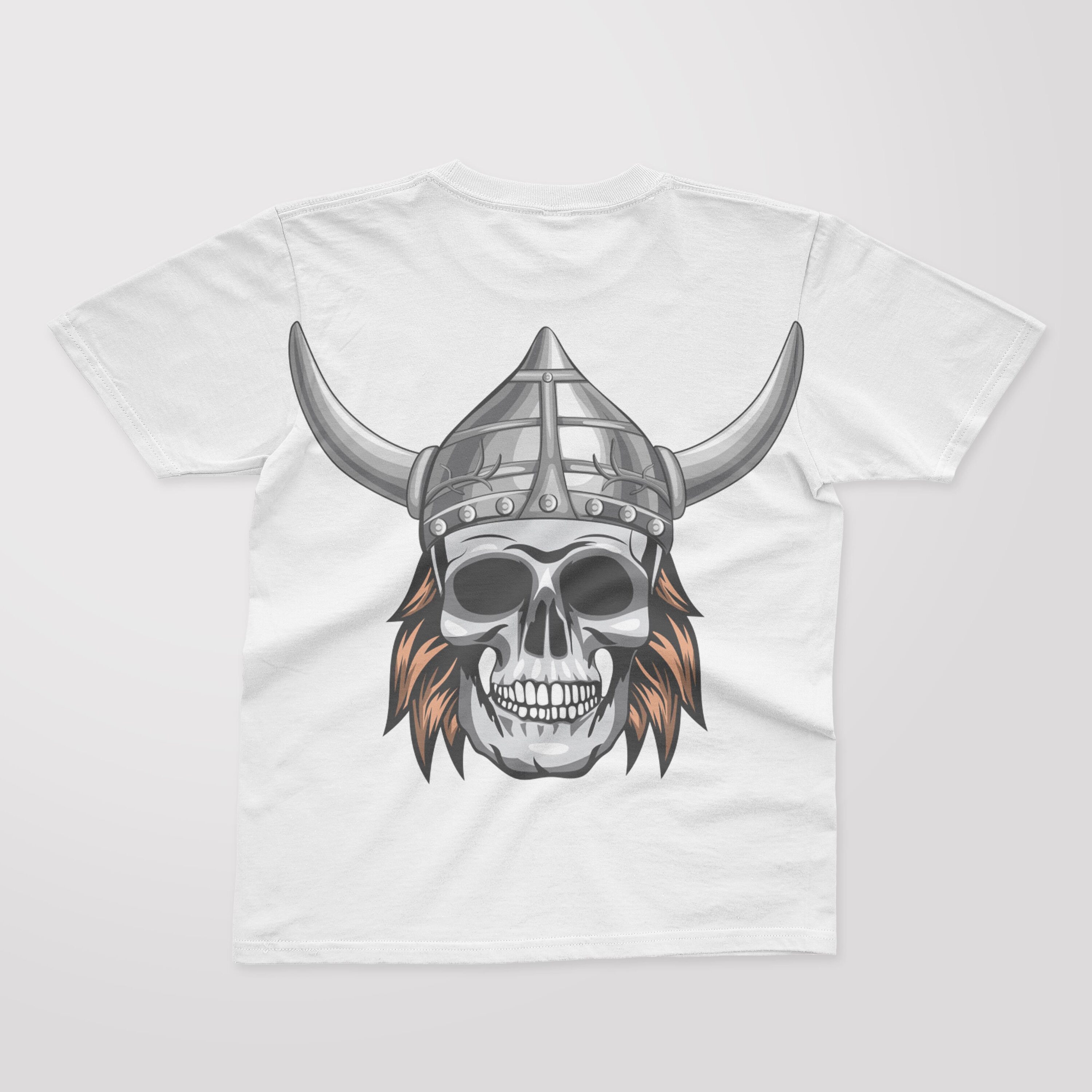 Viking Warrior Skull T-shirt Design PSD Editable Template