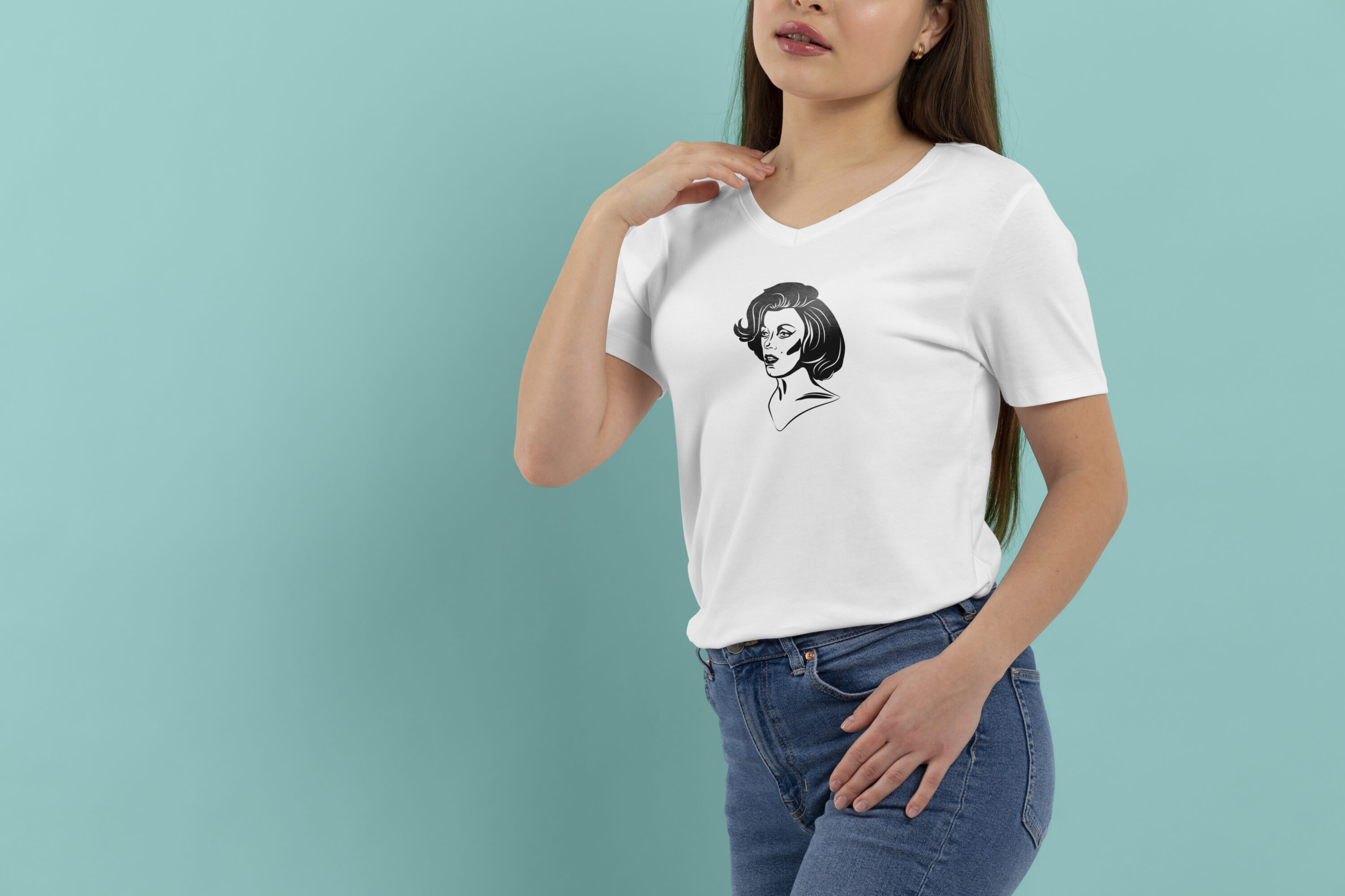 Marilyn Monroe cute vinyl print t-shirt image.