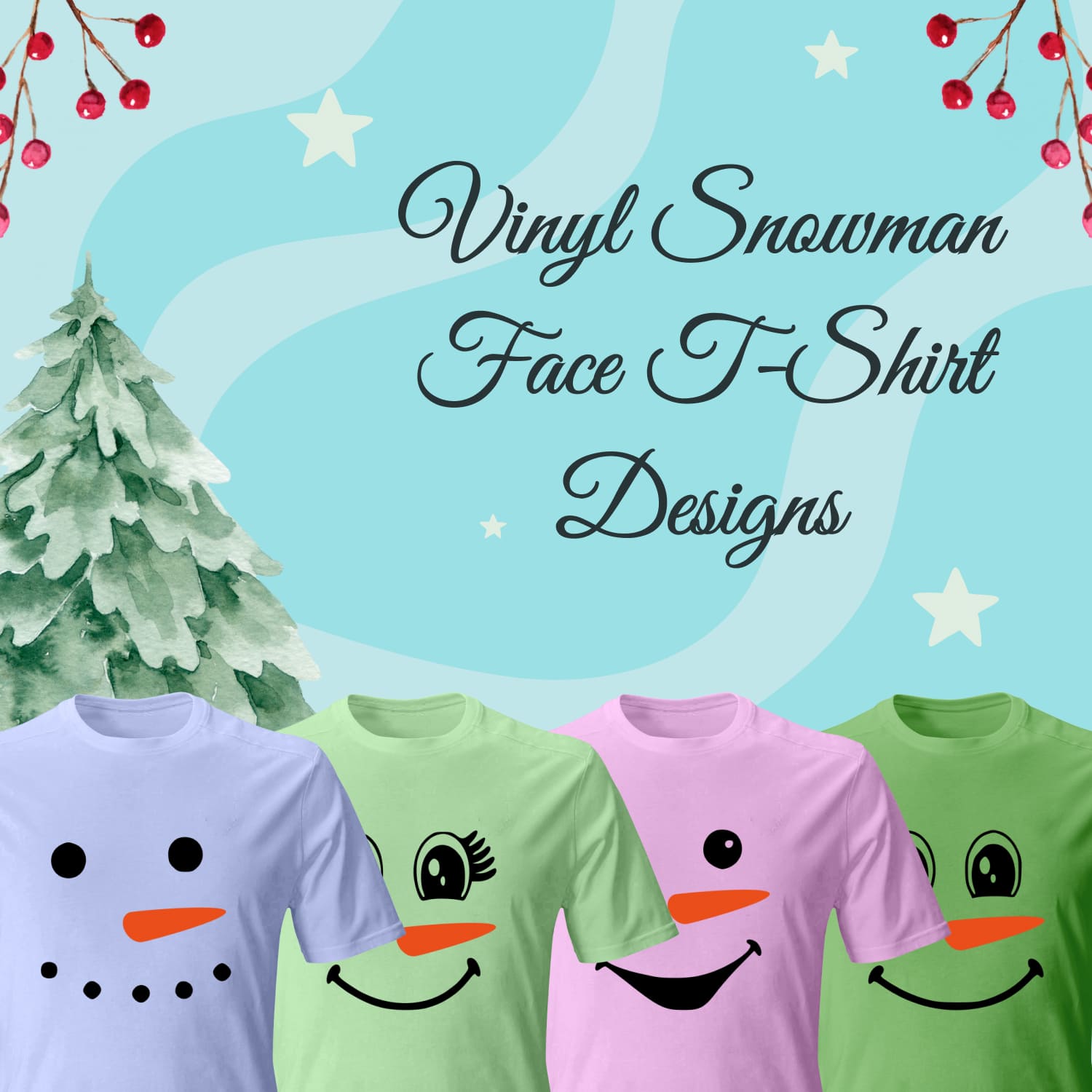 vinyl snowman face svg T-shirt Designs.