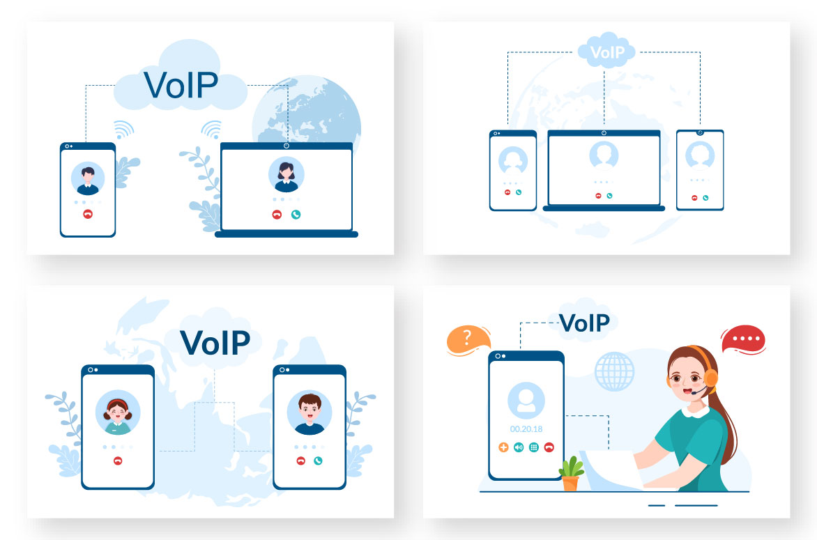 VOIP Voice Over Internet Protocol Illustration preview image.
