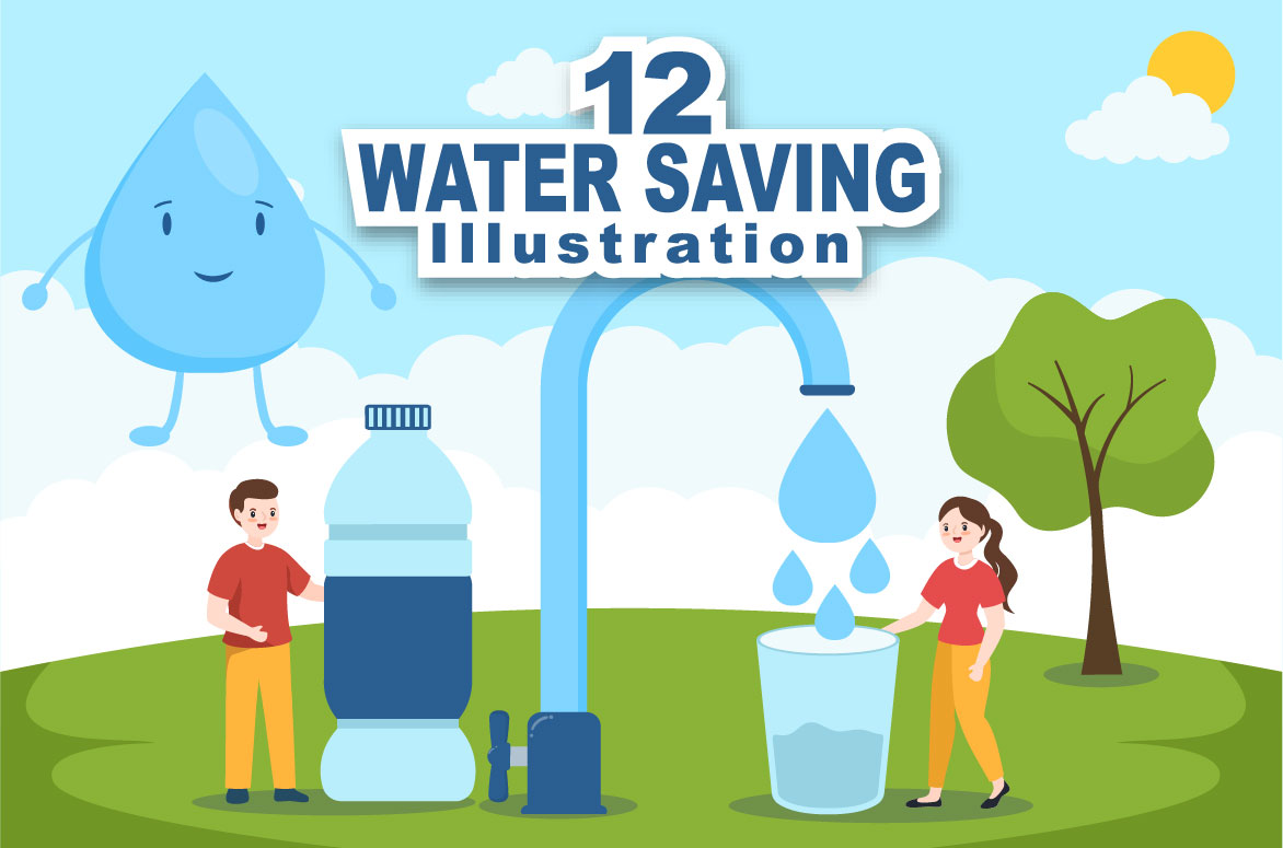 12 Water Saving Illustration facebook image.