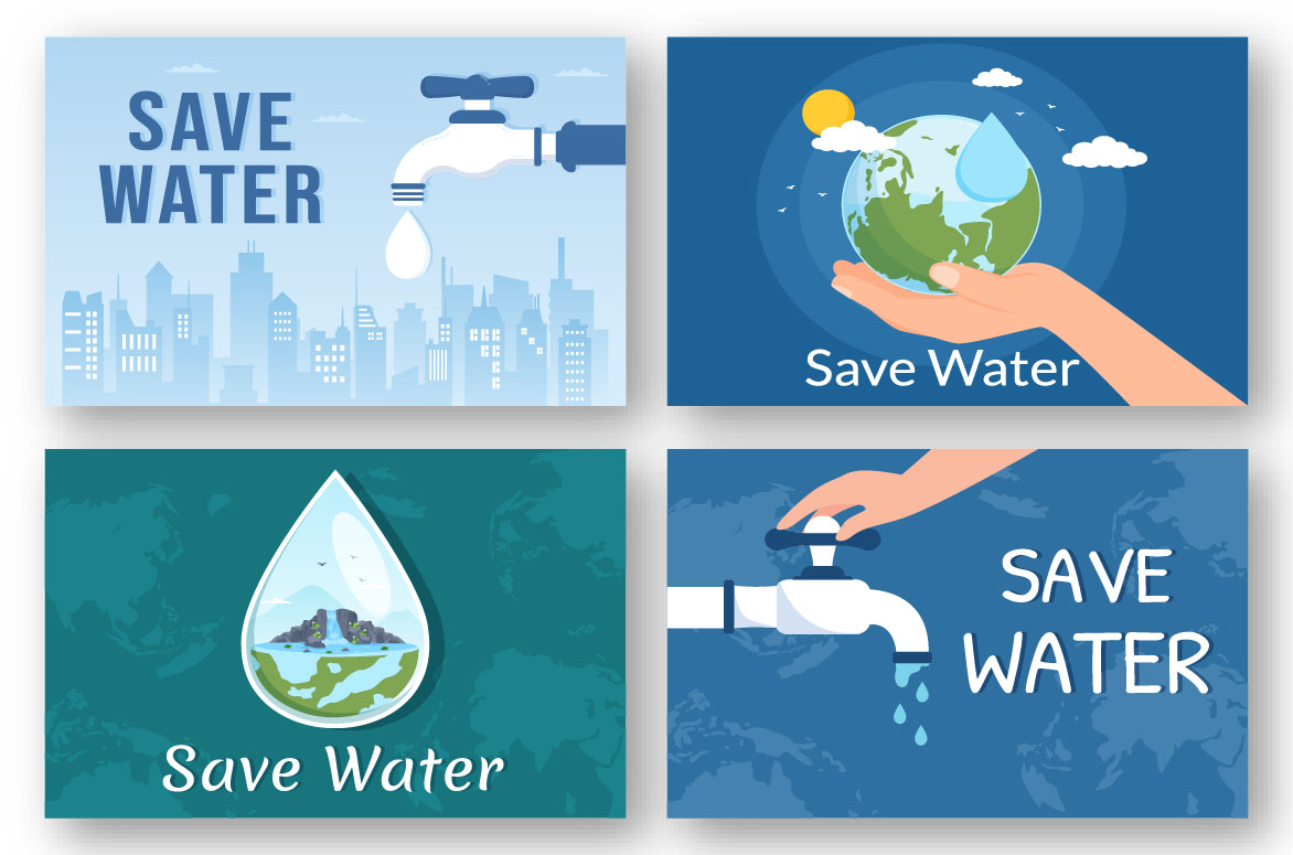 12 Water Saving Illustration collection.