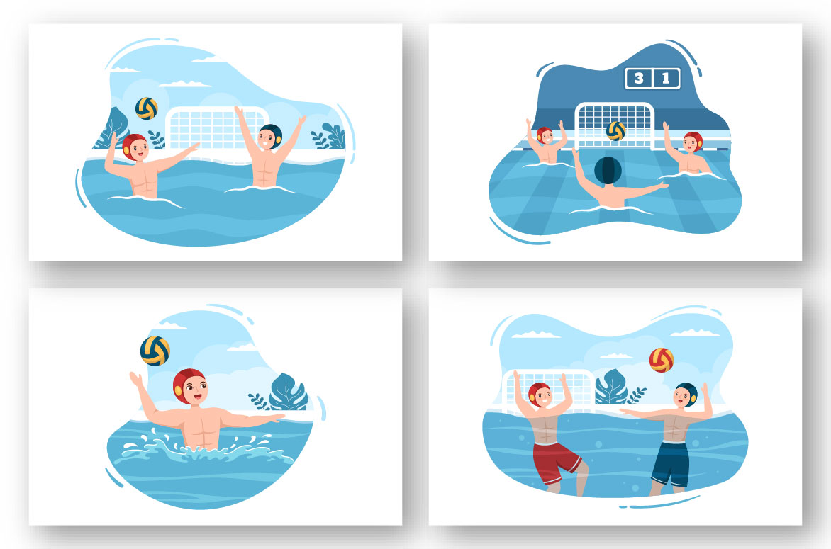 Water Polo Sport Player Design Illustration preview image.