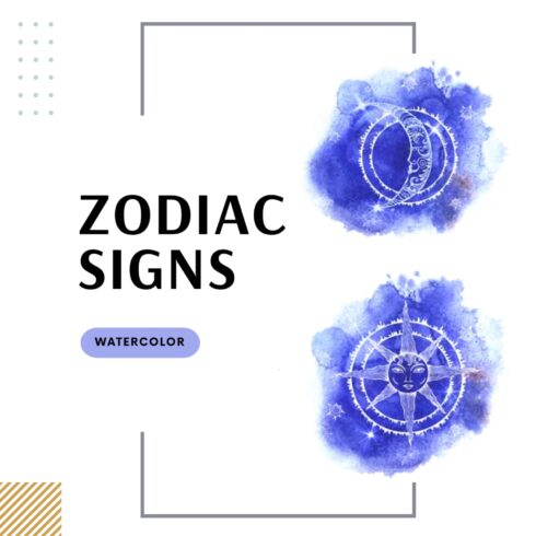 Watercolor Zodiac Signs.