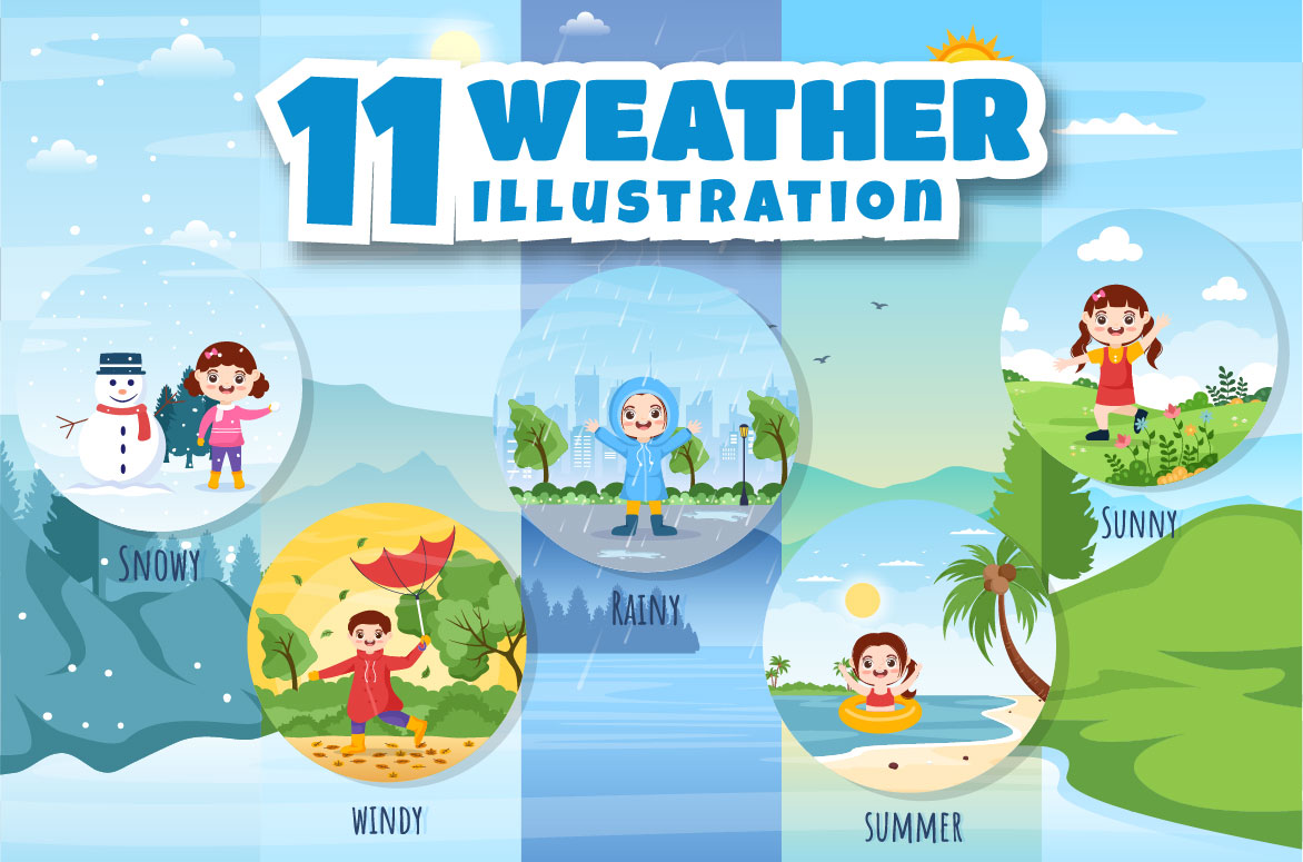 11 Types of Weather Conditions Illustration - MasterBundles