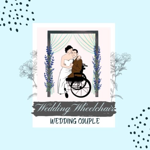 Gorgeous image of wedding couple with wheelchair.