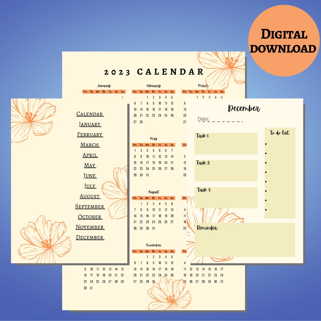 Preview weekly planner for 1 year.