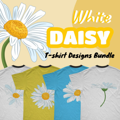White Daisy T-shirt Designs Bundle - main image preview.