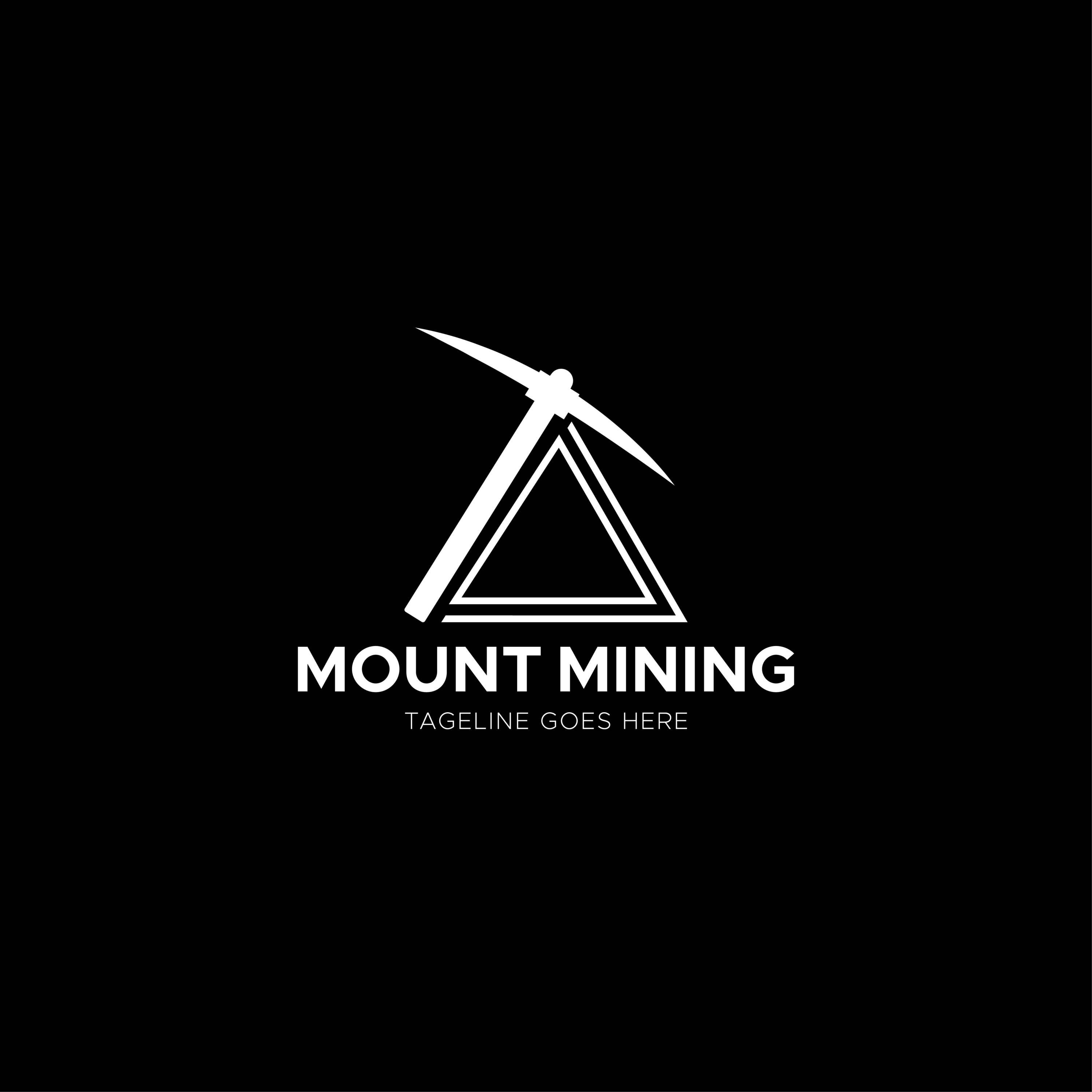 Mount Mining Construction Company White Logo Template preview image.