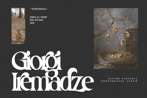 White lettering "Giorgi Iremadze" in serif font on a black vintage background.