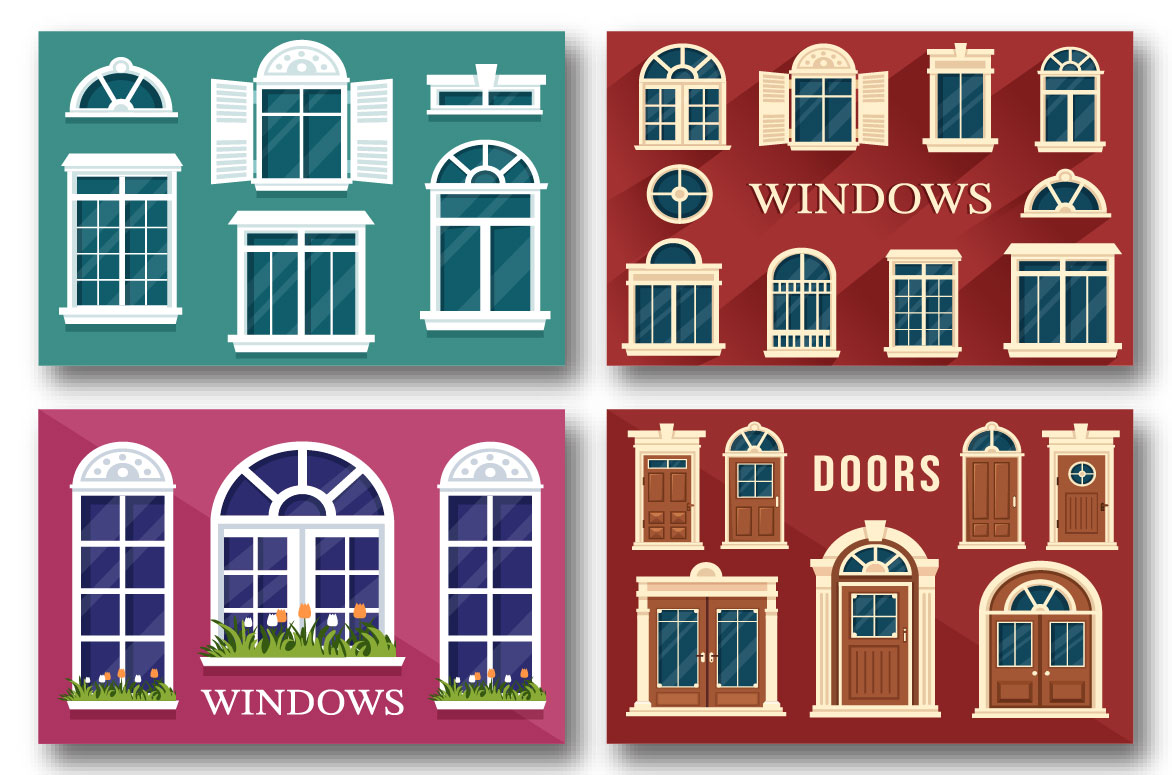 Doors and Windows Design Illustration preview image.