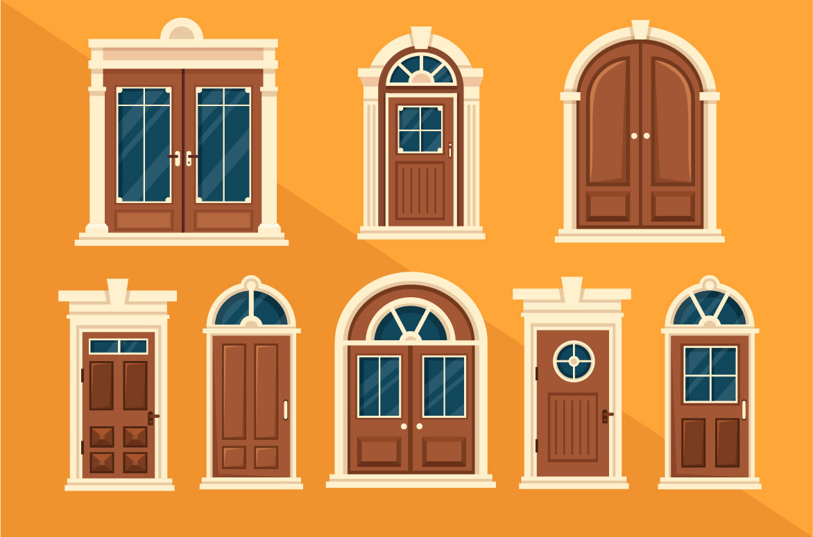 Doors and Windows Colorful Illustration preview image.