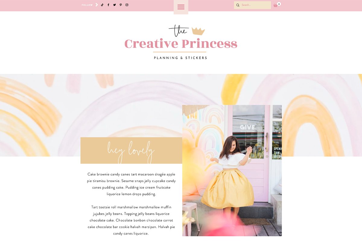 Shopify theme on the cute pink website.