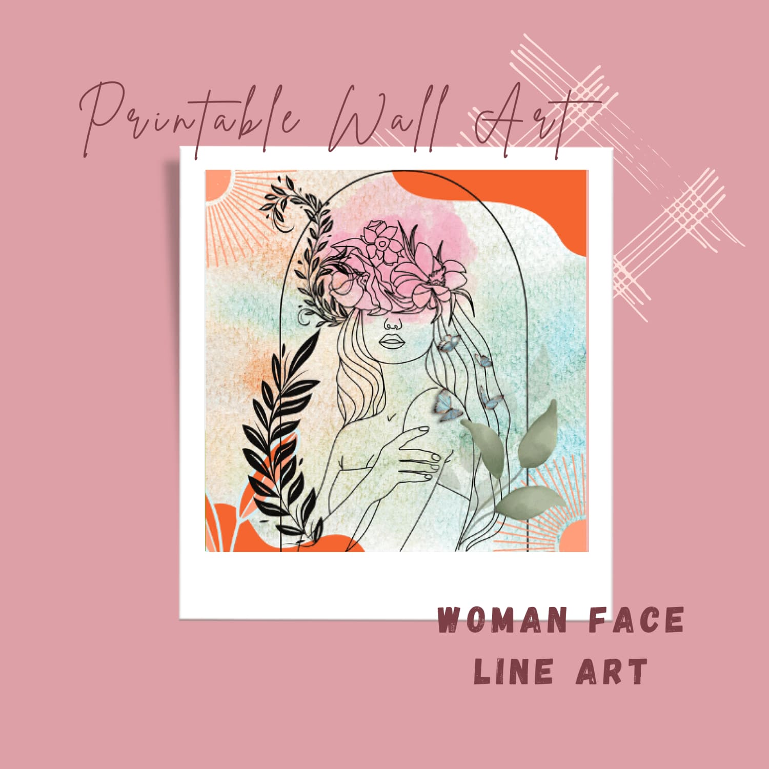 Printable Wall Art, Woman Face Line Art.