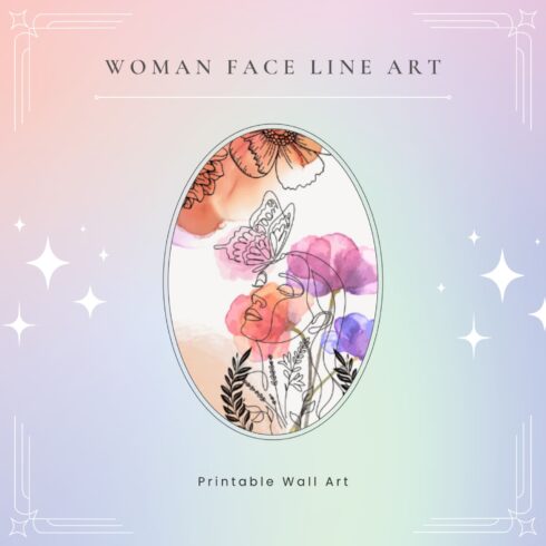 Printable Wall Art, Woman Face Line Art.