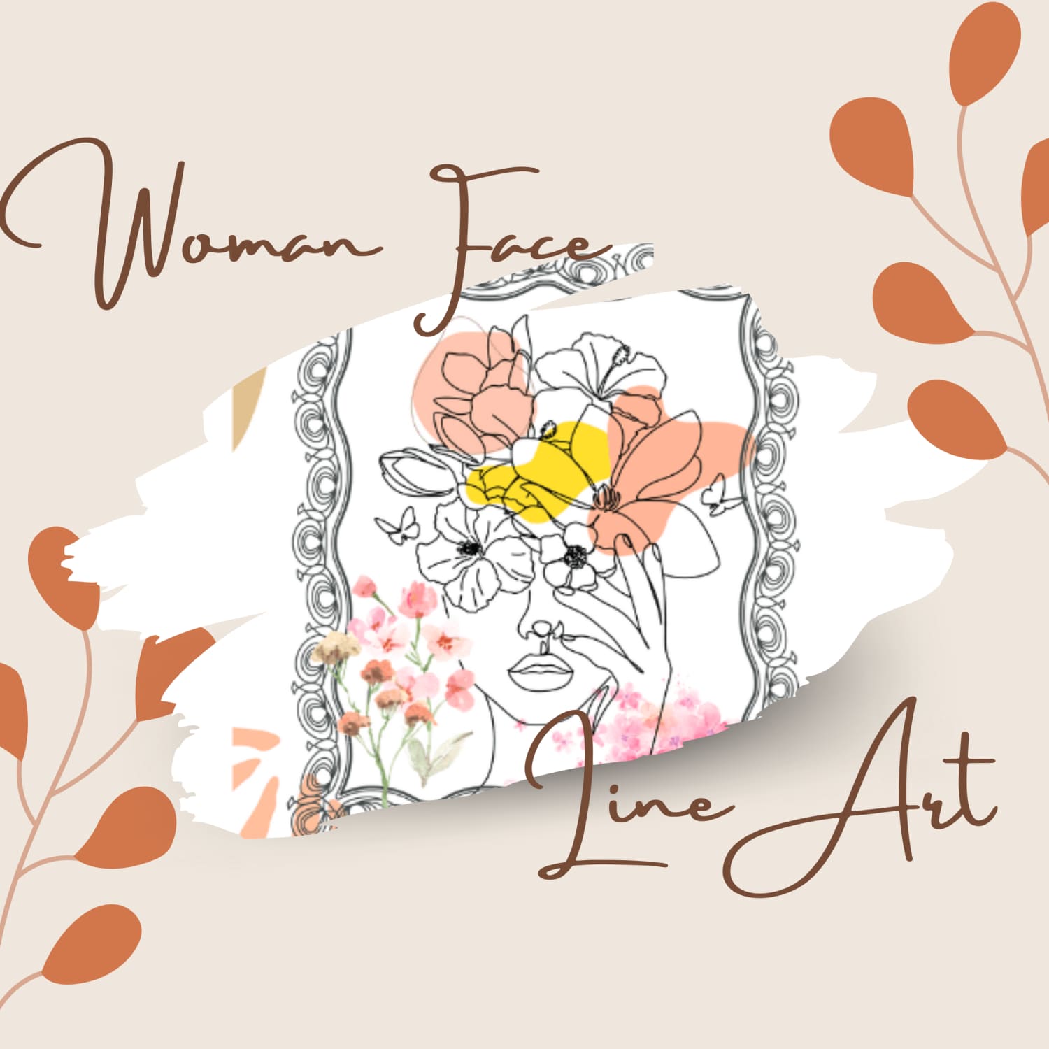 Printable Wall Art, Woman Face Line Art.