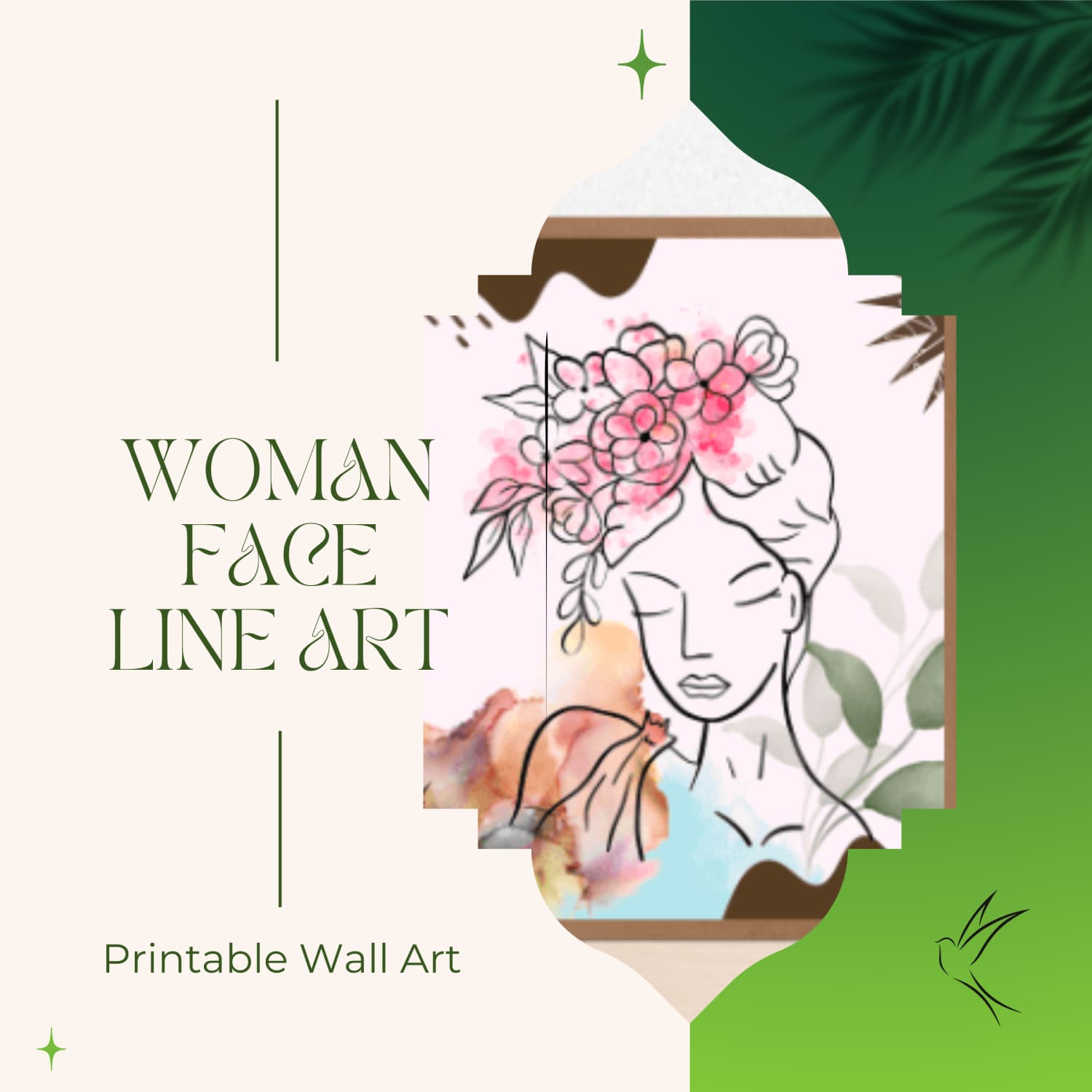 6 Printable Wall Art,Woman Face Line Art.