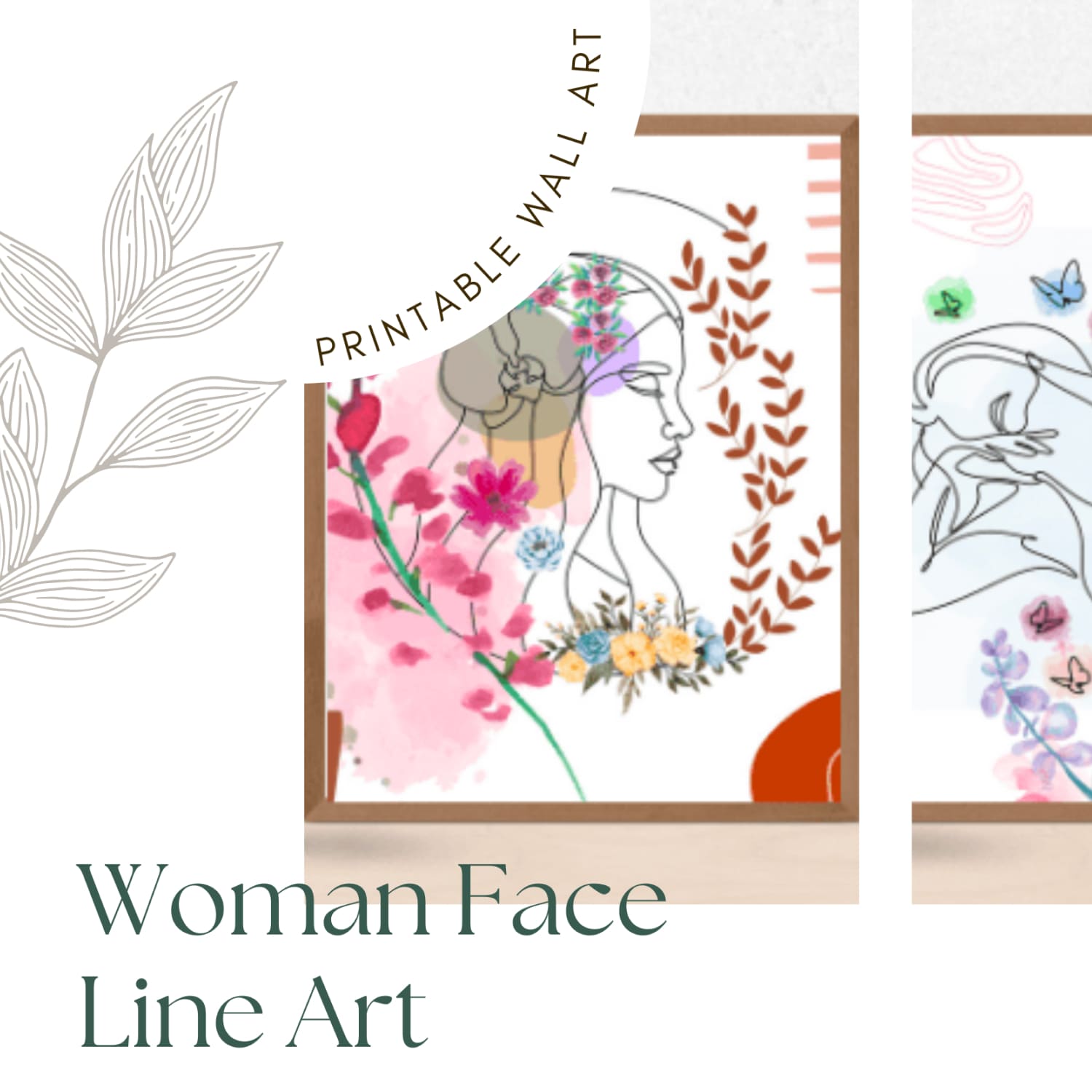 6 Printable Wall Art,Woman Face Line Art.