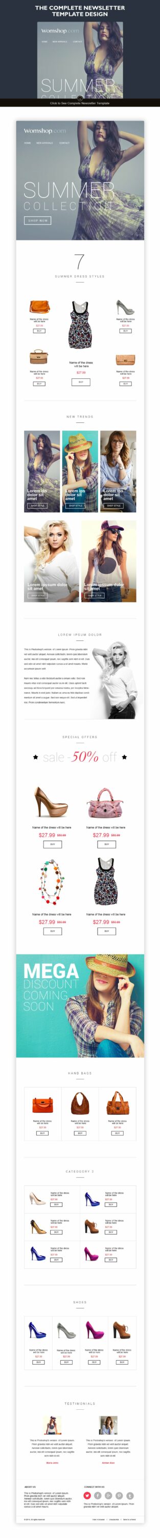 Image of colorful women's store email design template.