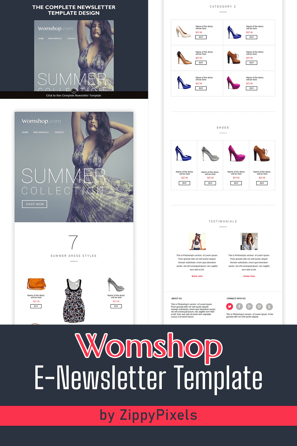 Image collection of beautiful women's shop email design template.