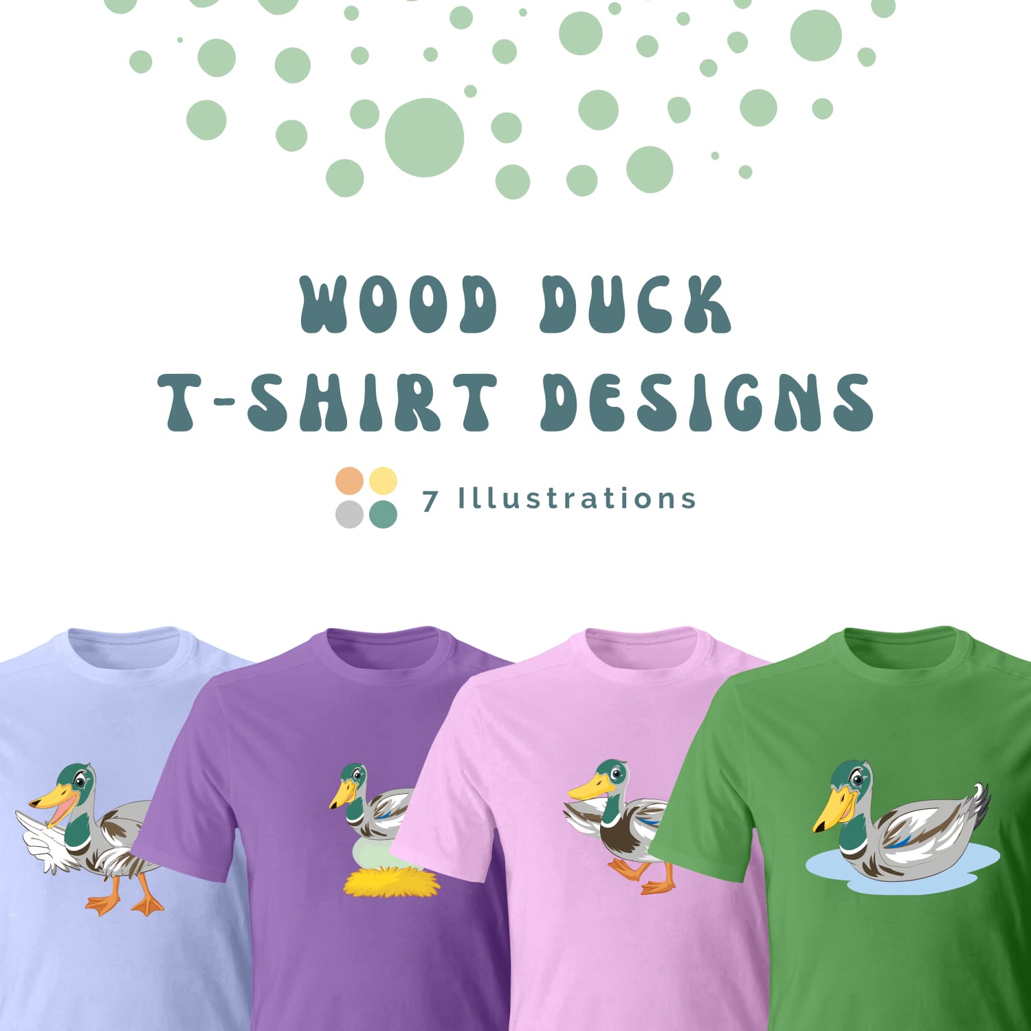 Collection of t-shirt images with enchanting wood duck prints.