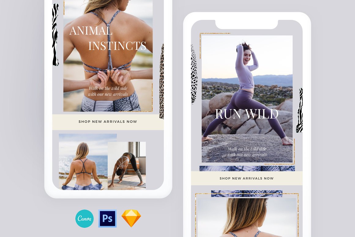 A selection of images of elegant yoga email design template.