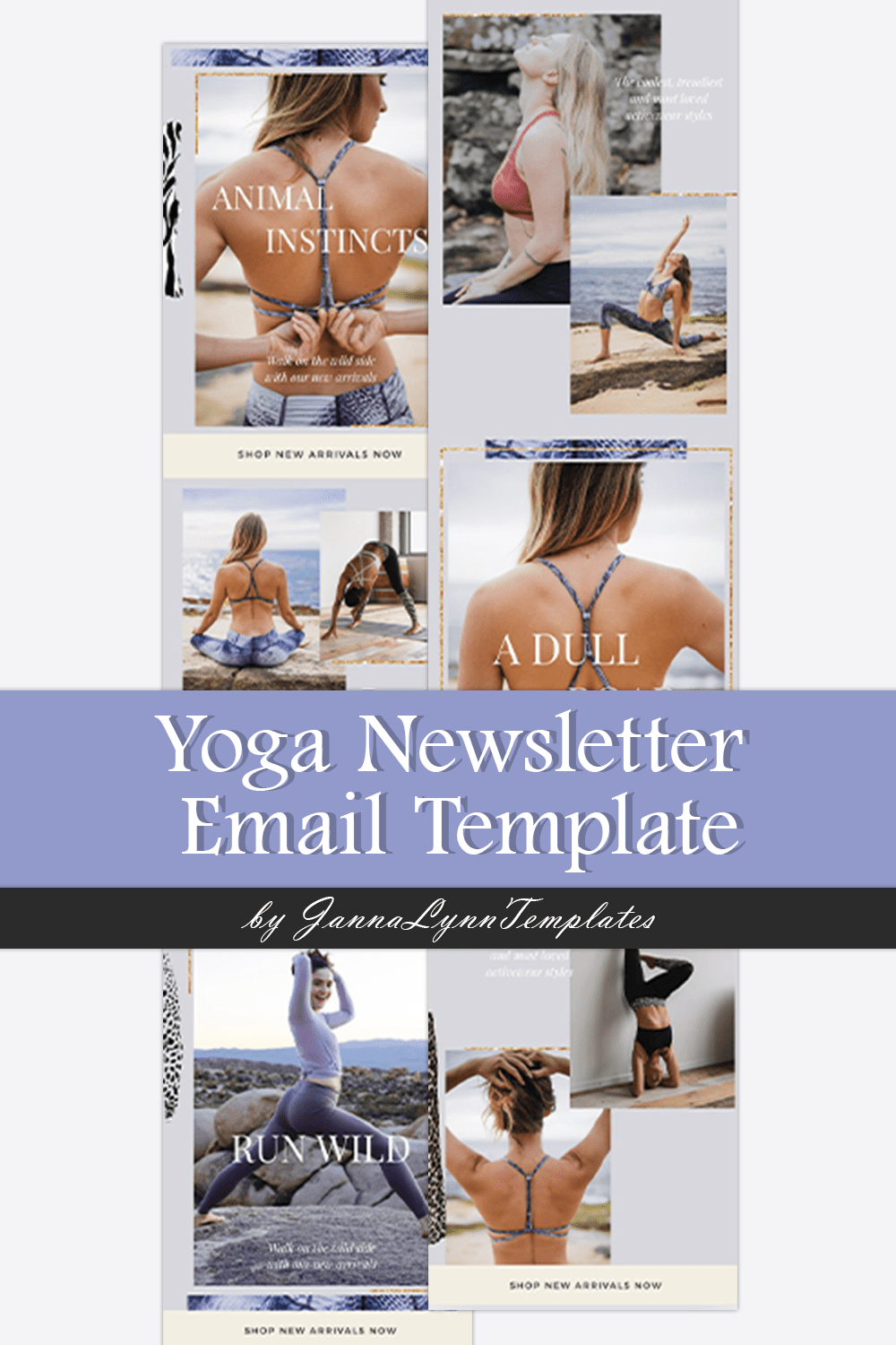 Set of images of irresistible yoga email design template.