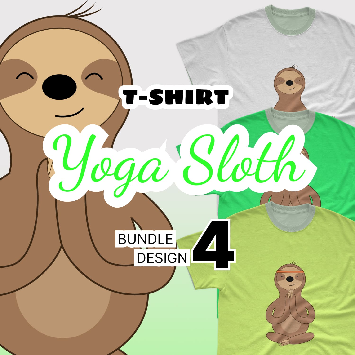 A selection of t-shirts featuring exquisite yogi sloth prints.