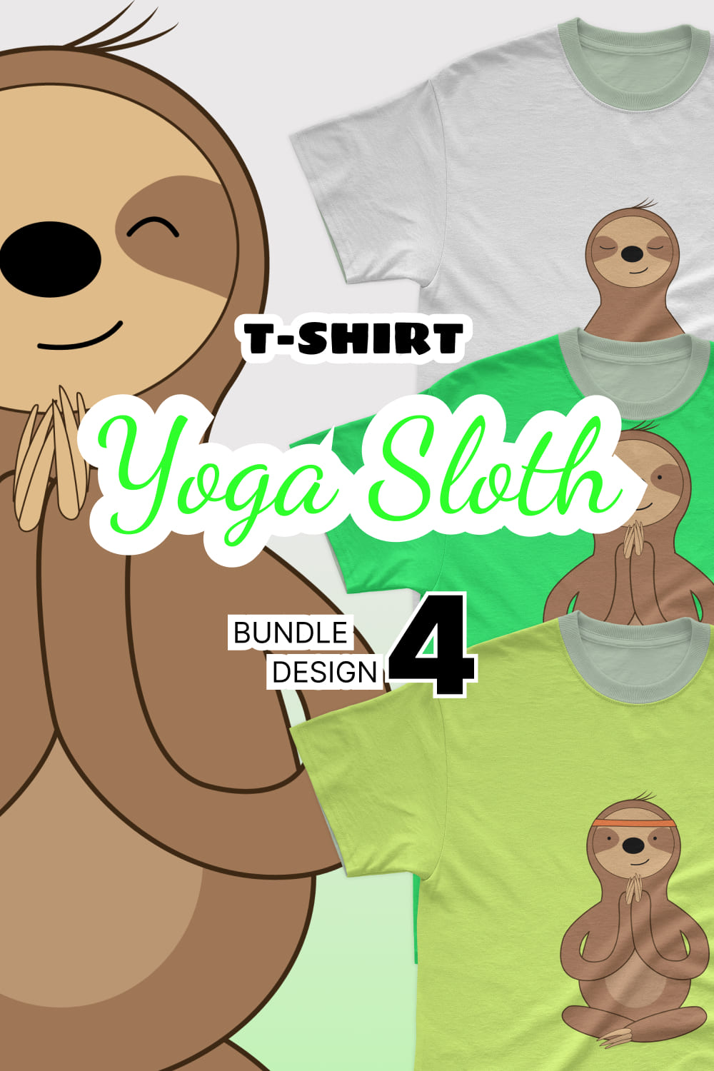 A set of t-shirts with great yogi sloth prints.