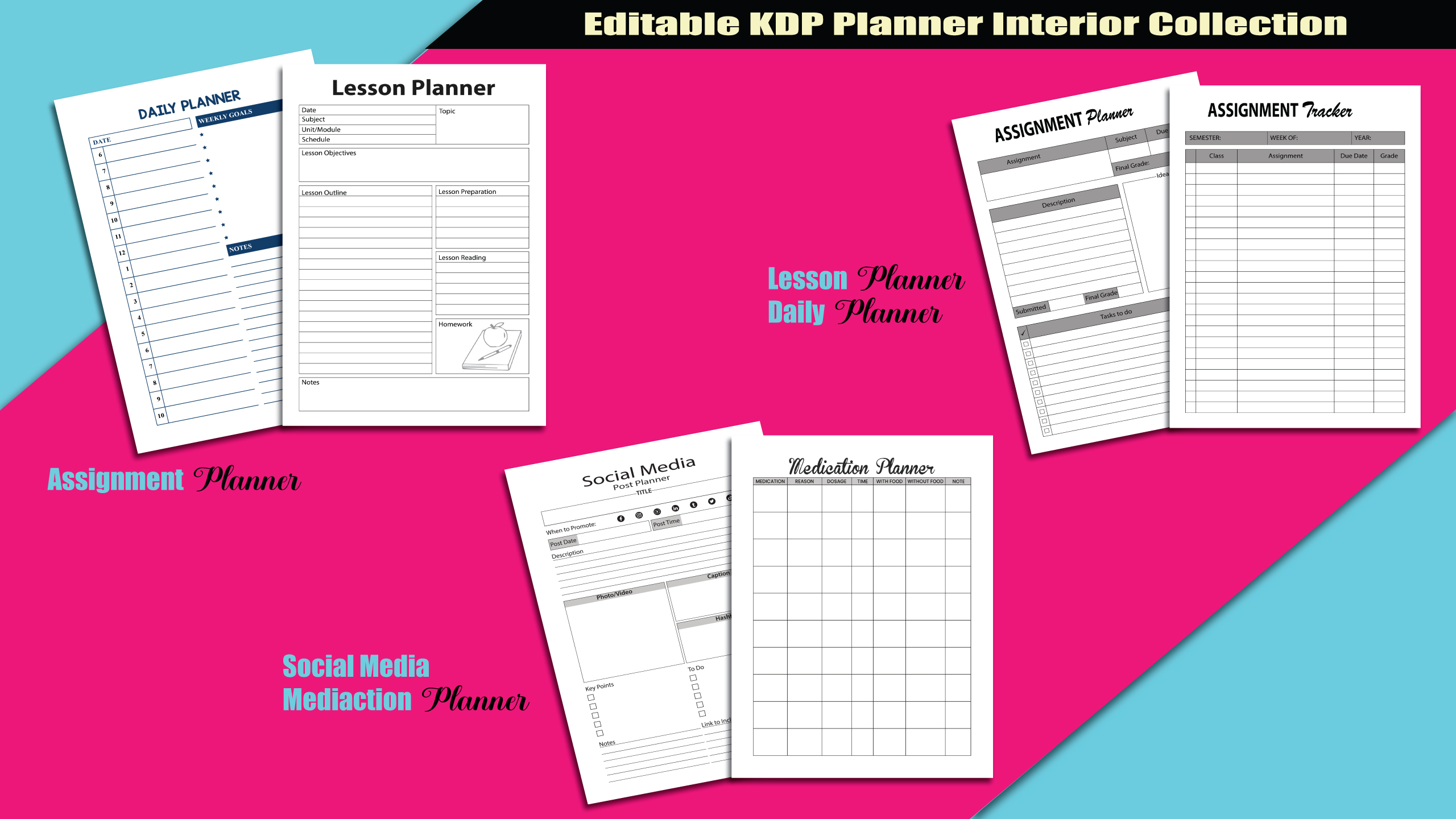 Editable KDP Planner Interior Collection facebook image.