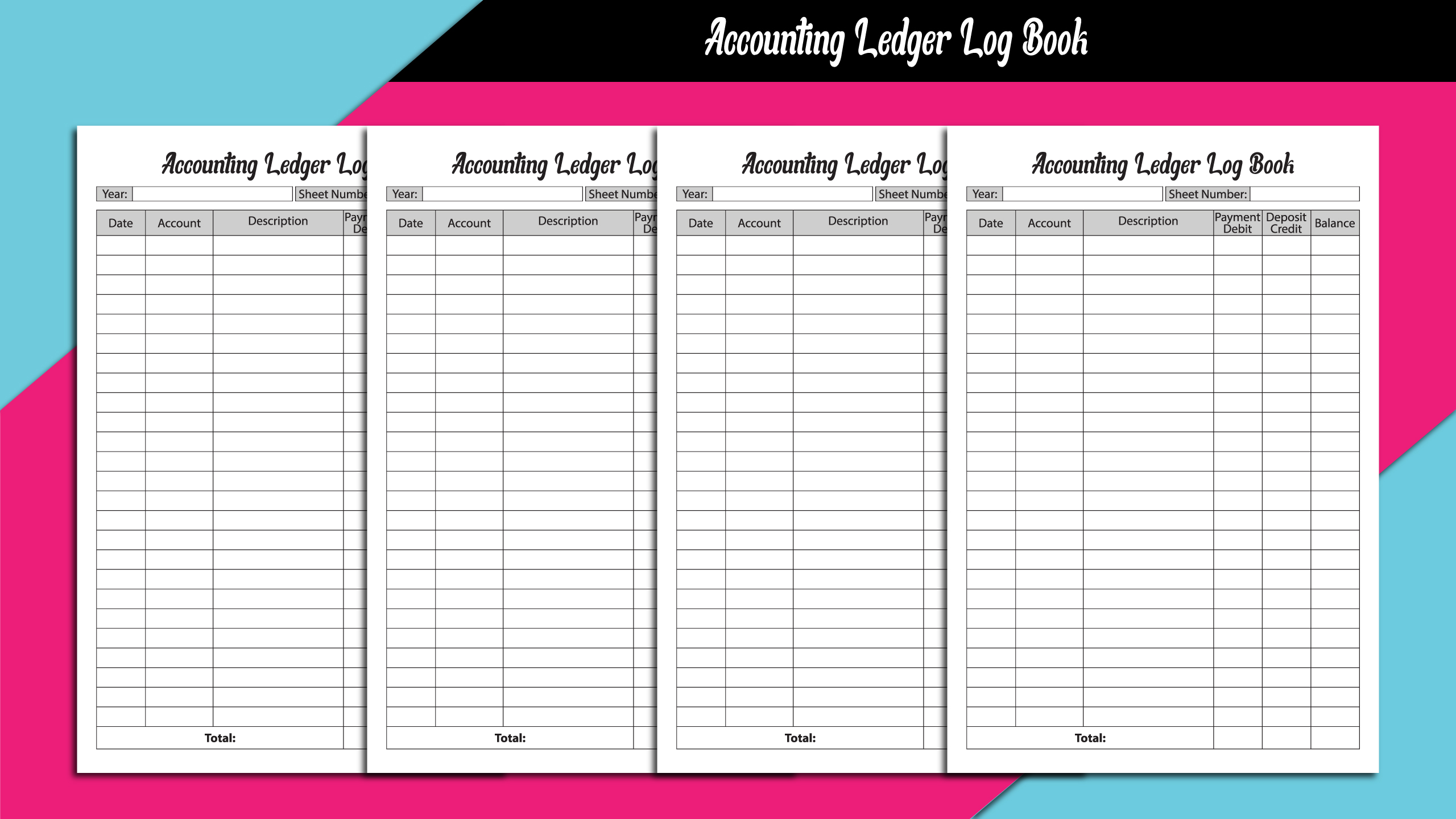 Accounting Ledger Editable Log Book for work.