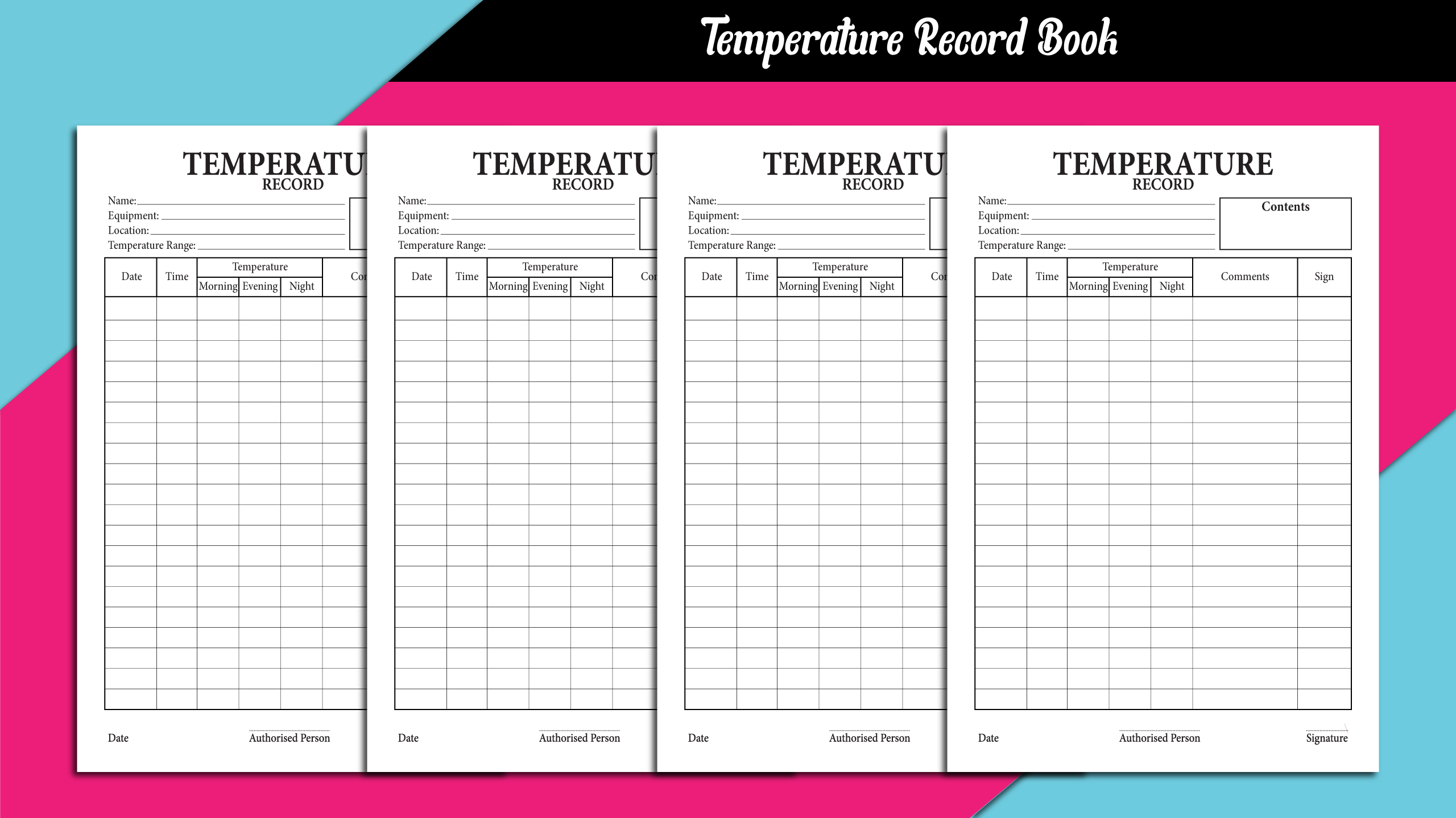 Temperature Log Book - KDP Interiors.