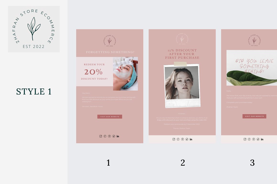 Set of images of colorful beauty salon email design template.