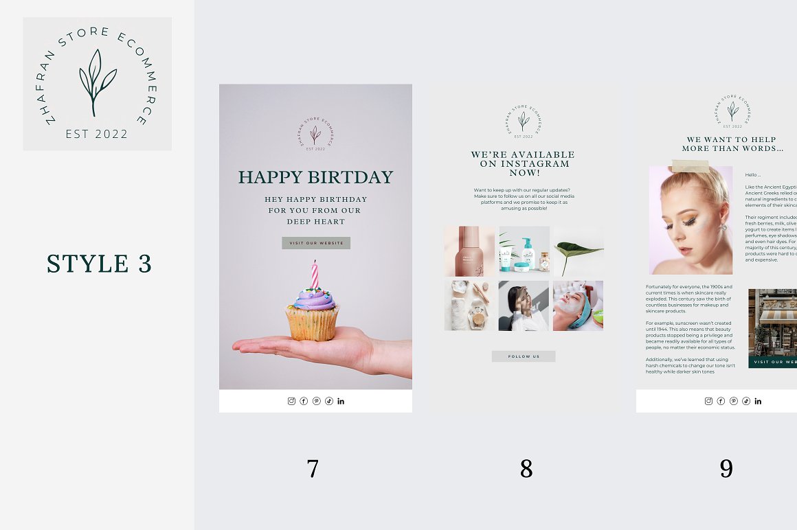 A selection of images of a wonderful email design template for beauty salons.