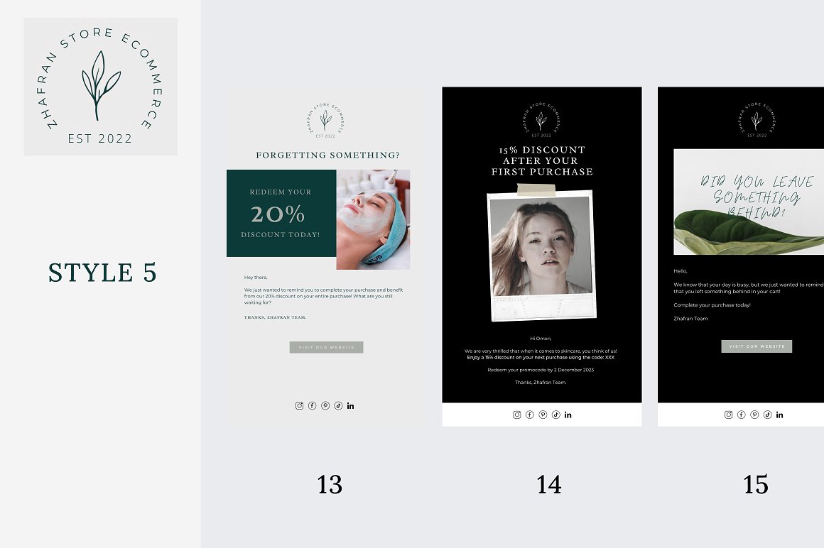 Pack of images of enchanting email design template for beauty salons.