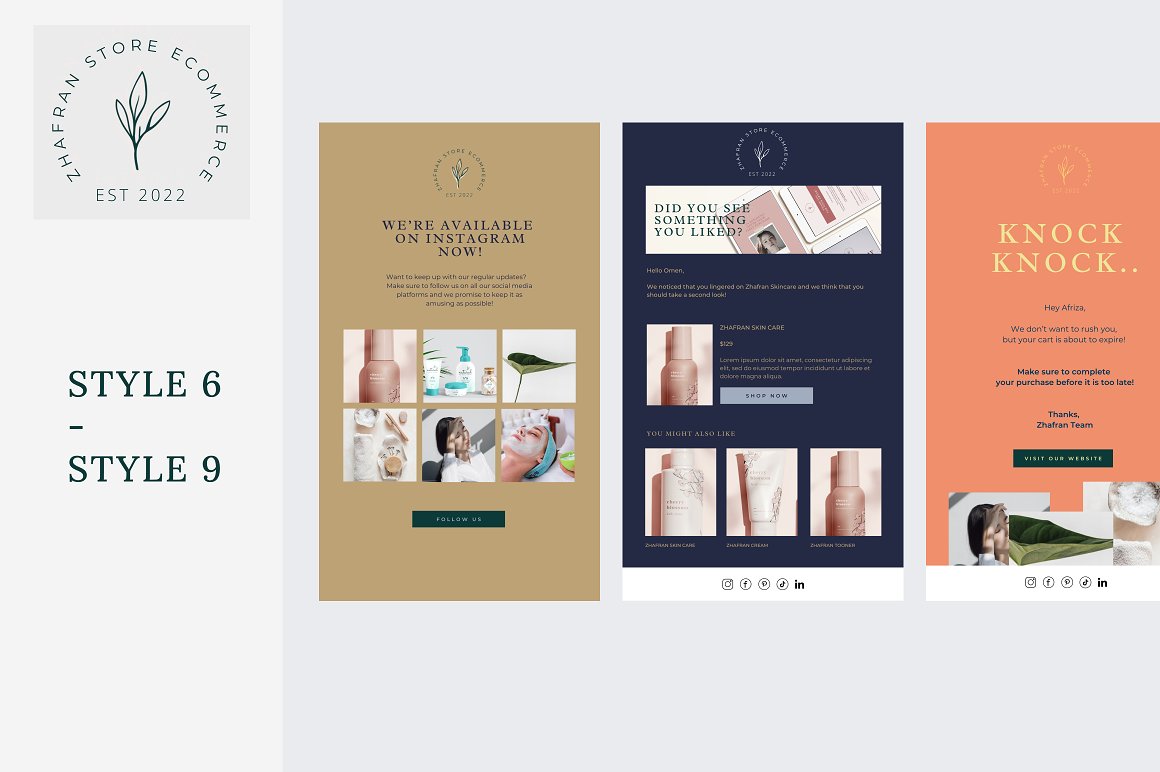 Set of images of amazing email design templates for beauty salons.