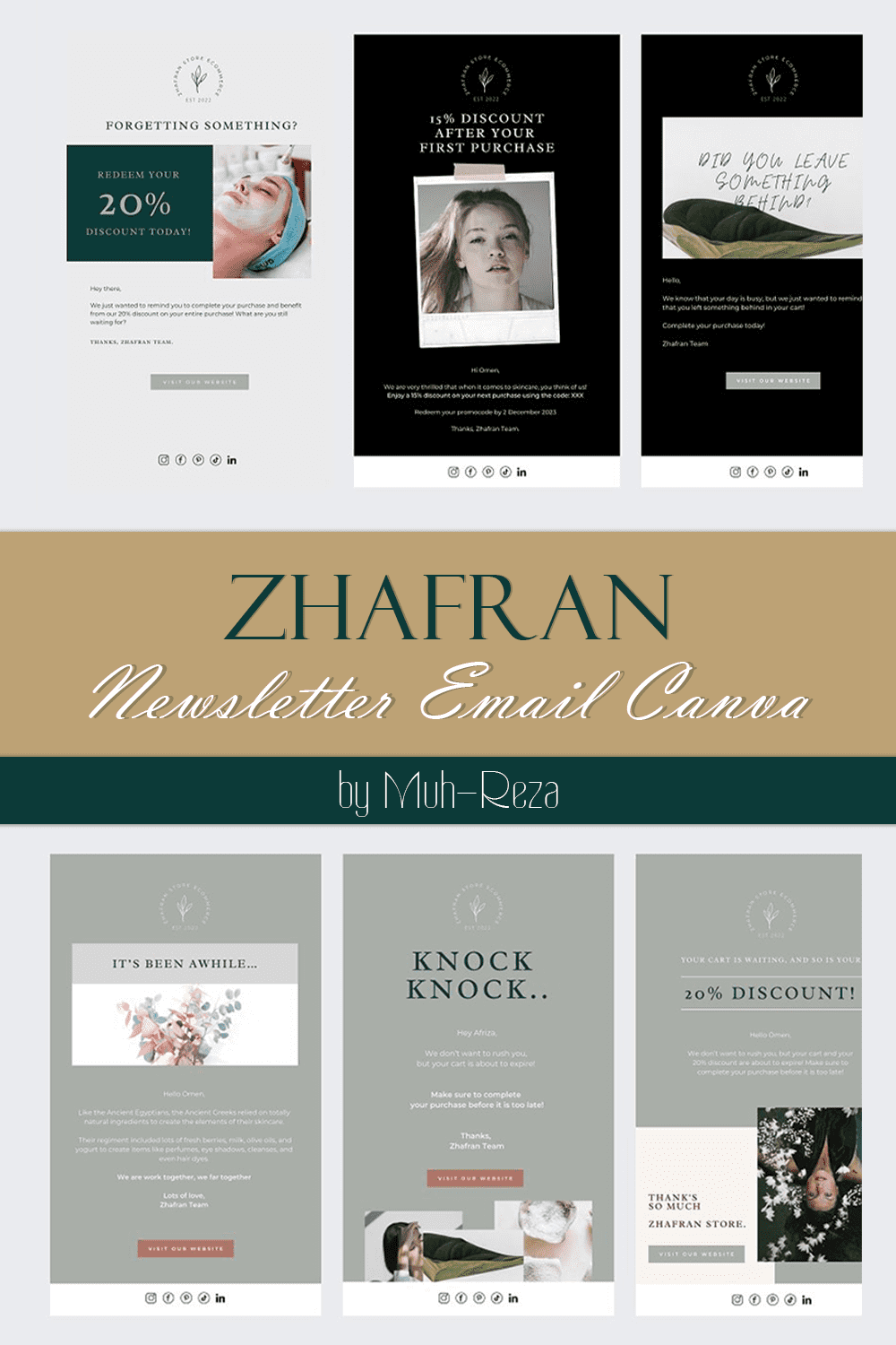 Image collection of unique email design templates for beauty salons.