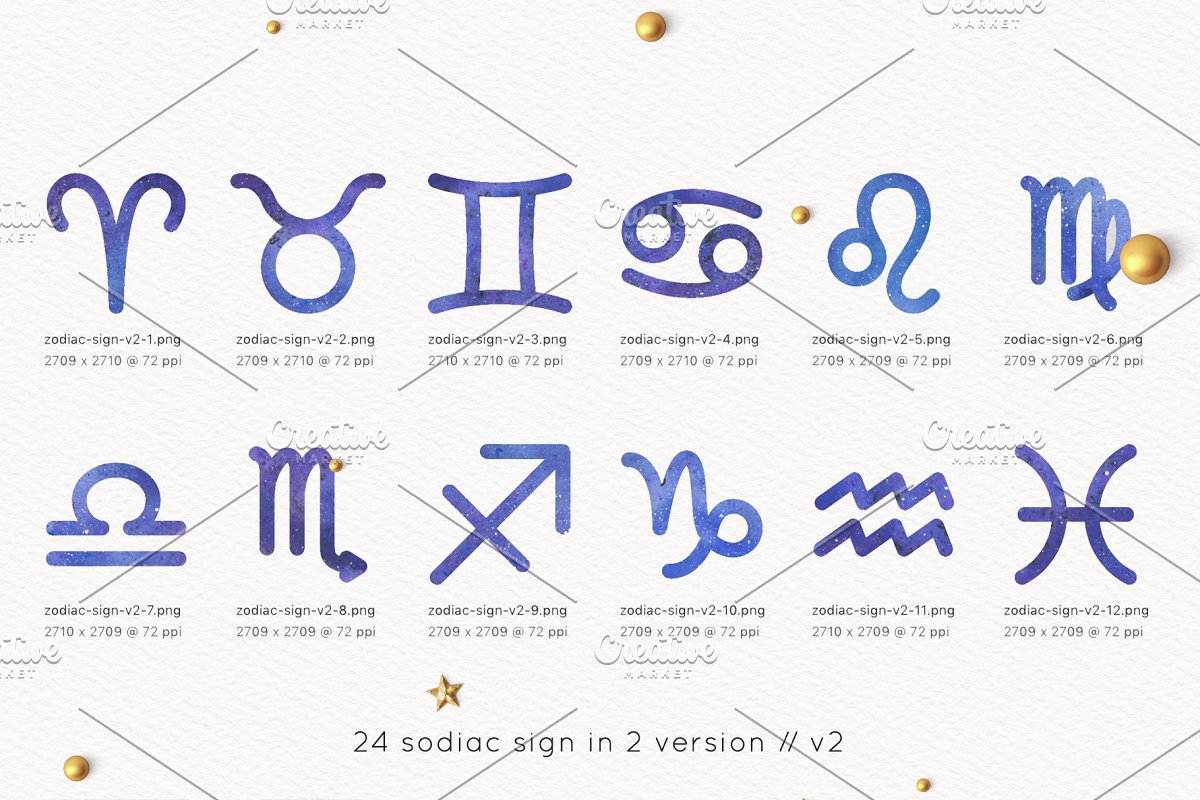 Colorful zodiac signs for your creative projects.