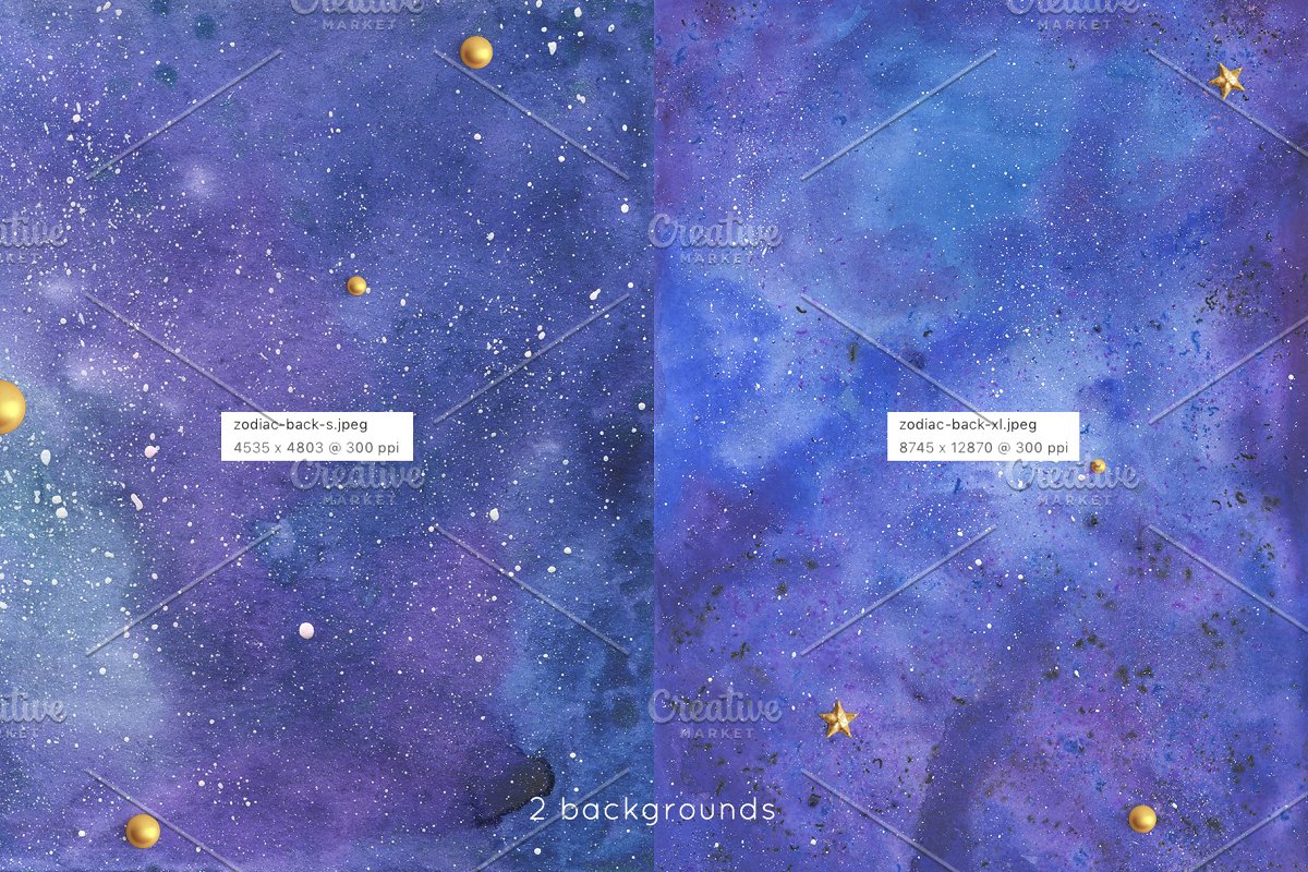 There are 2 backgrounds in the cosmic sky style.